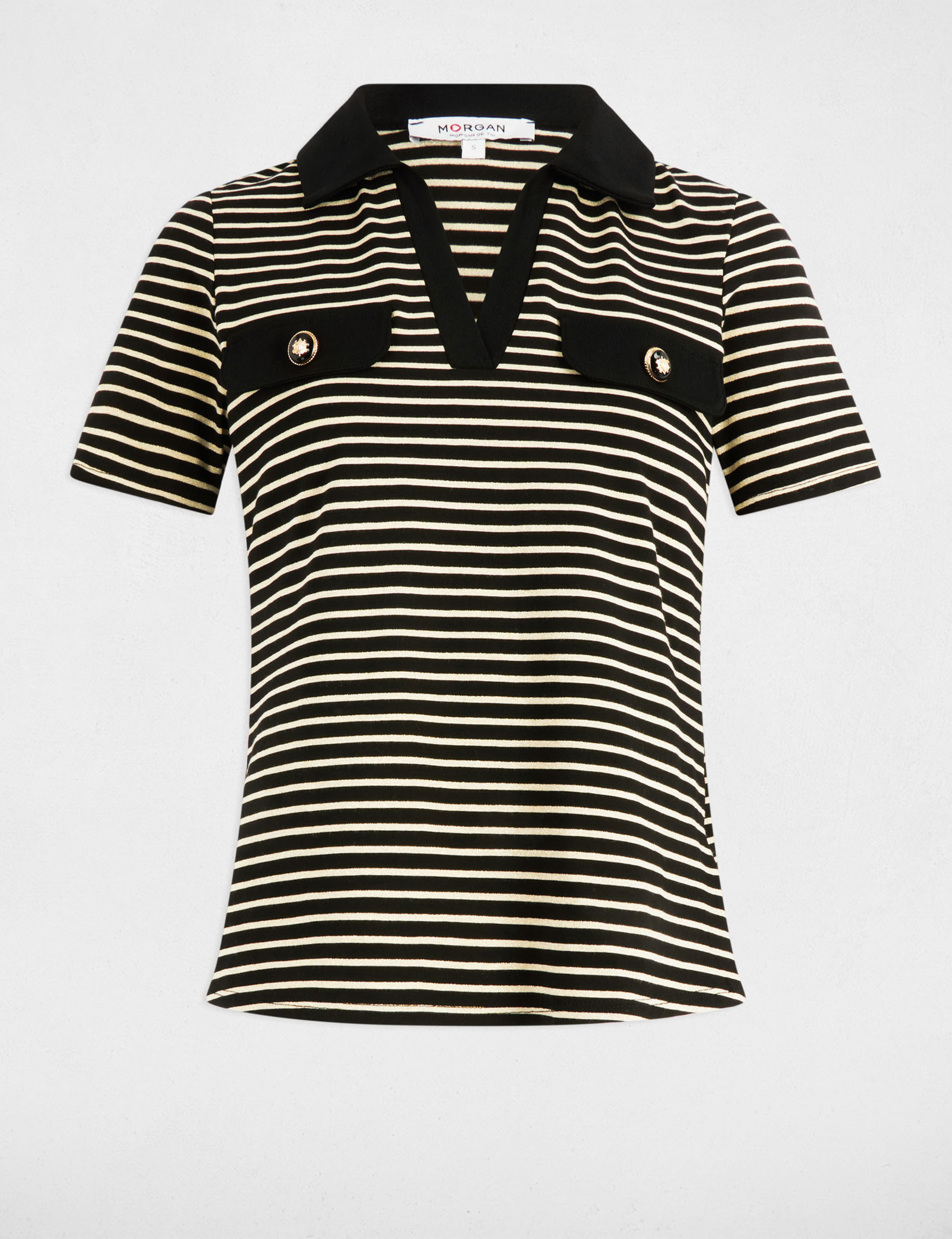 t shirt manches courtes raye noir femme T-shirt manches courtes rayé noir femme