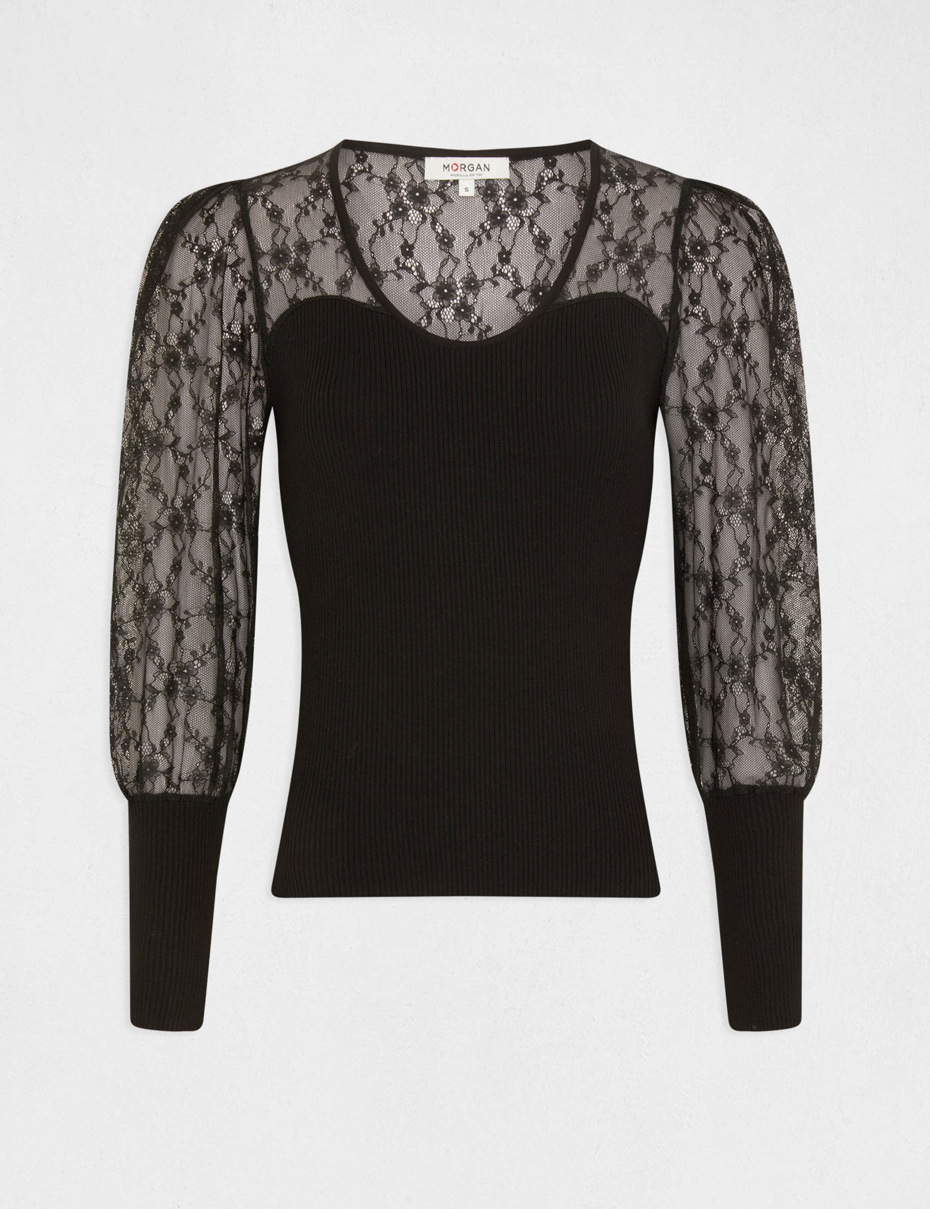 pull manches longues en dentelle noir femme Pull manches longues en dentelle noir femme