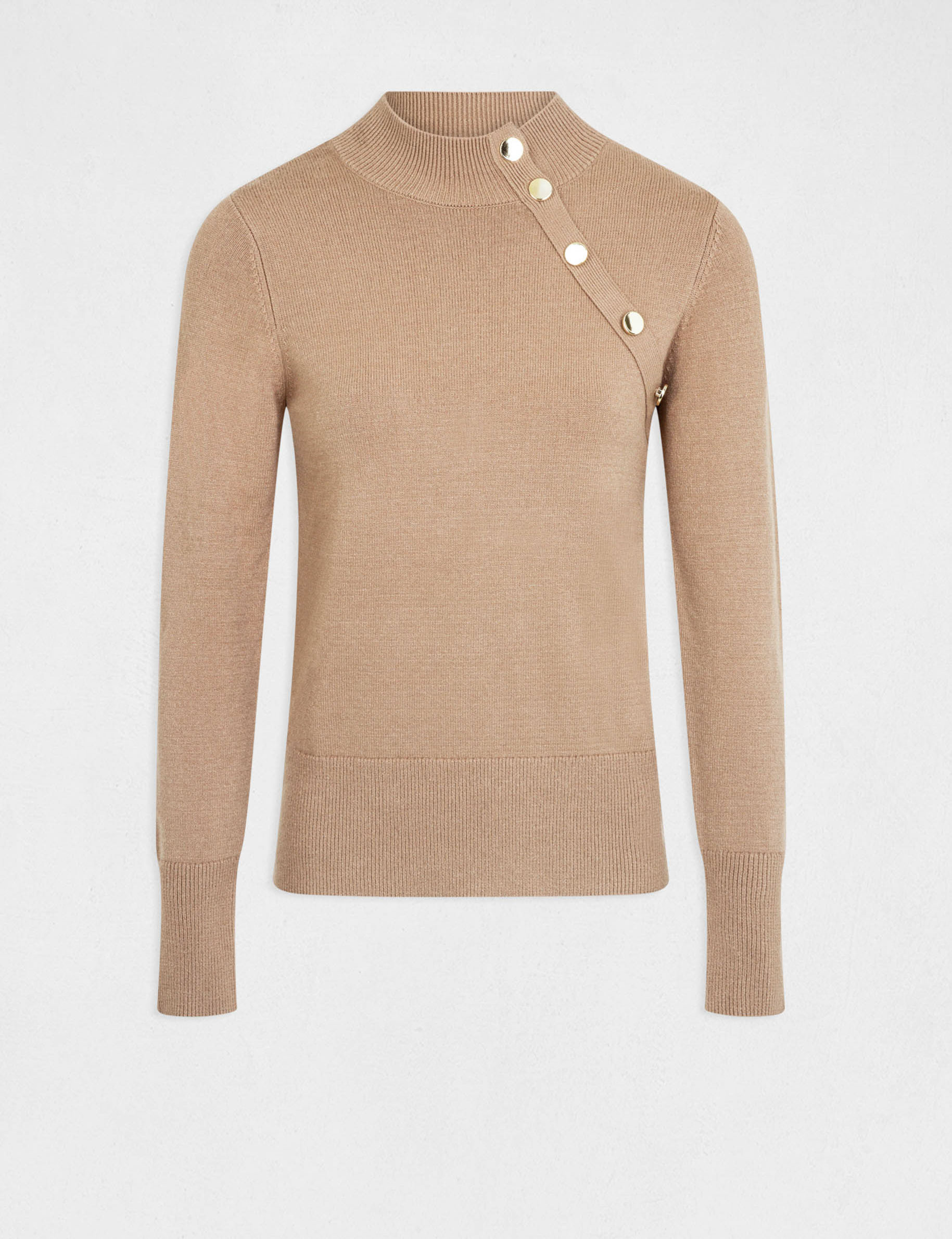 pull manches longues boutons decoratifs taupe femme Pull manches longues boutons décoratifs taupe femme