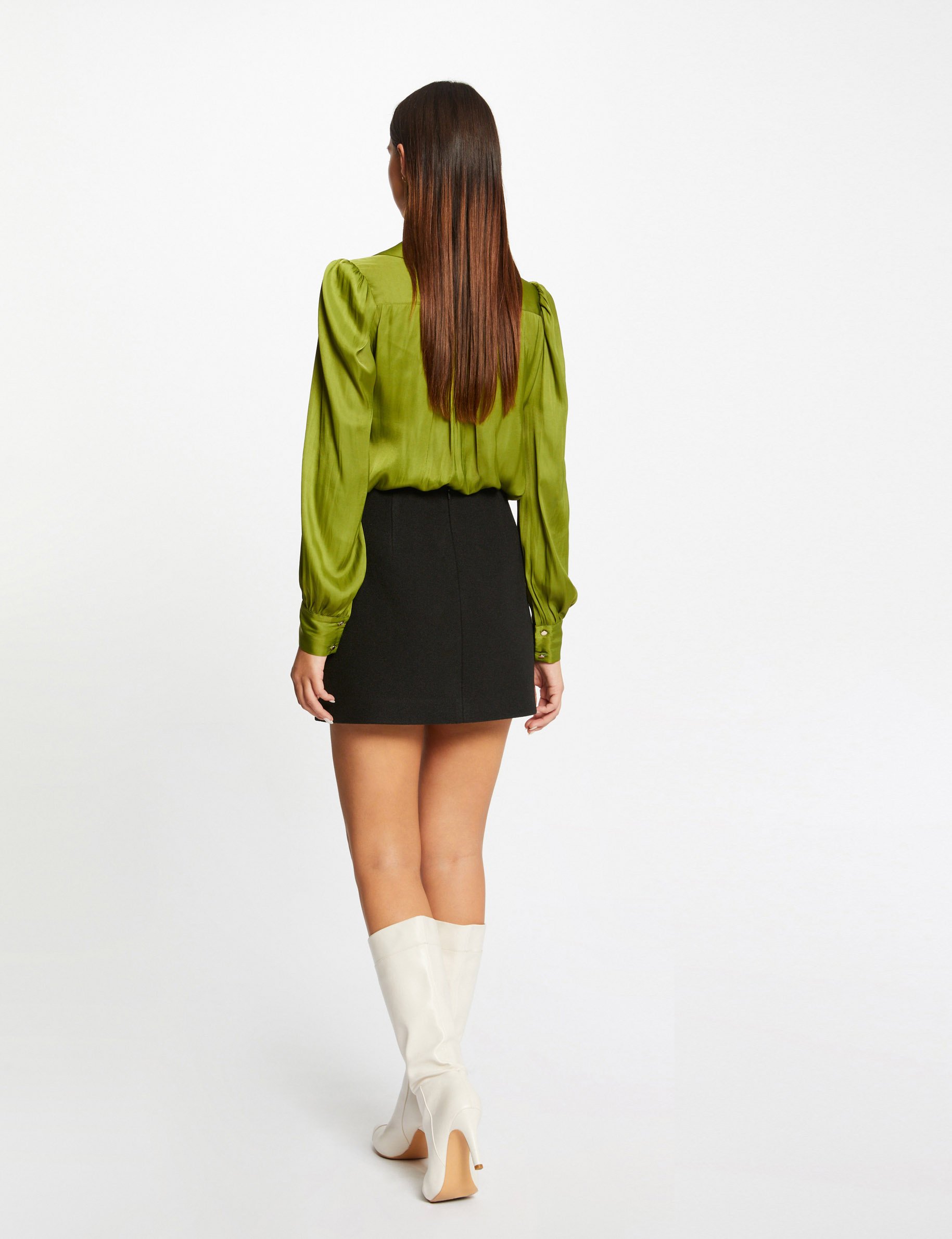 jupe droite taille haute avec boutons noir femme Jupe droite taille haute avec boutons noir femme