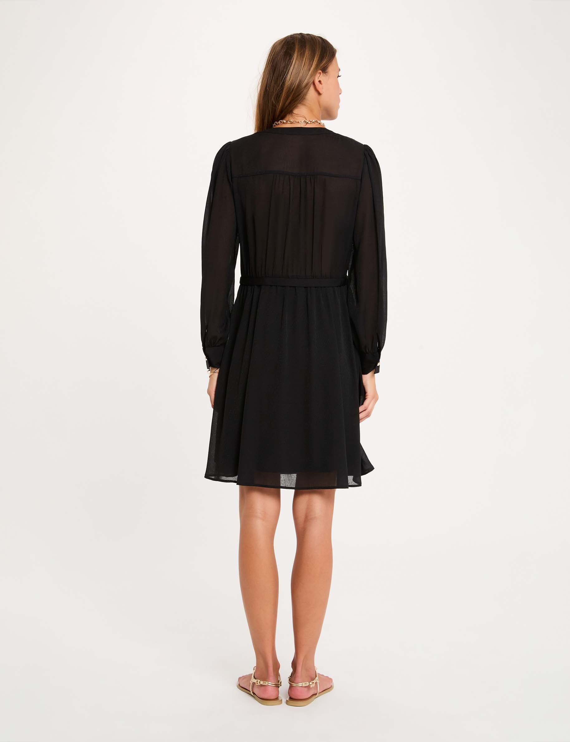 Robe courte jacquard noir femme