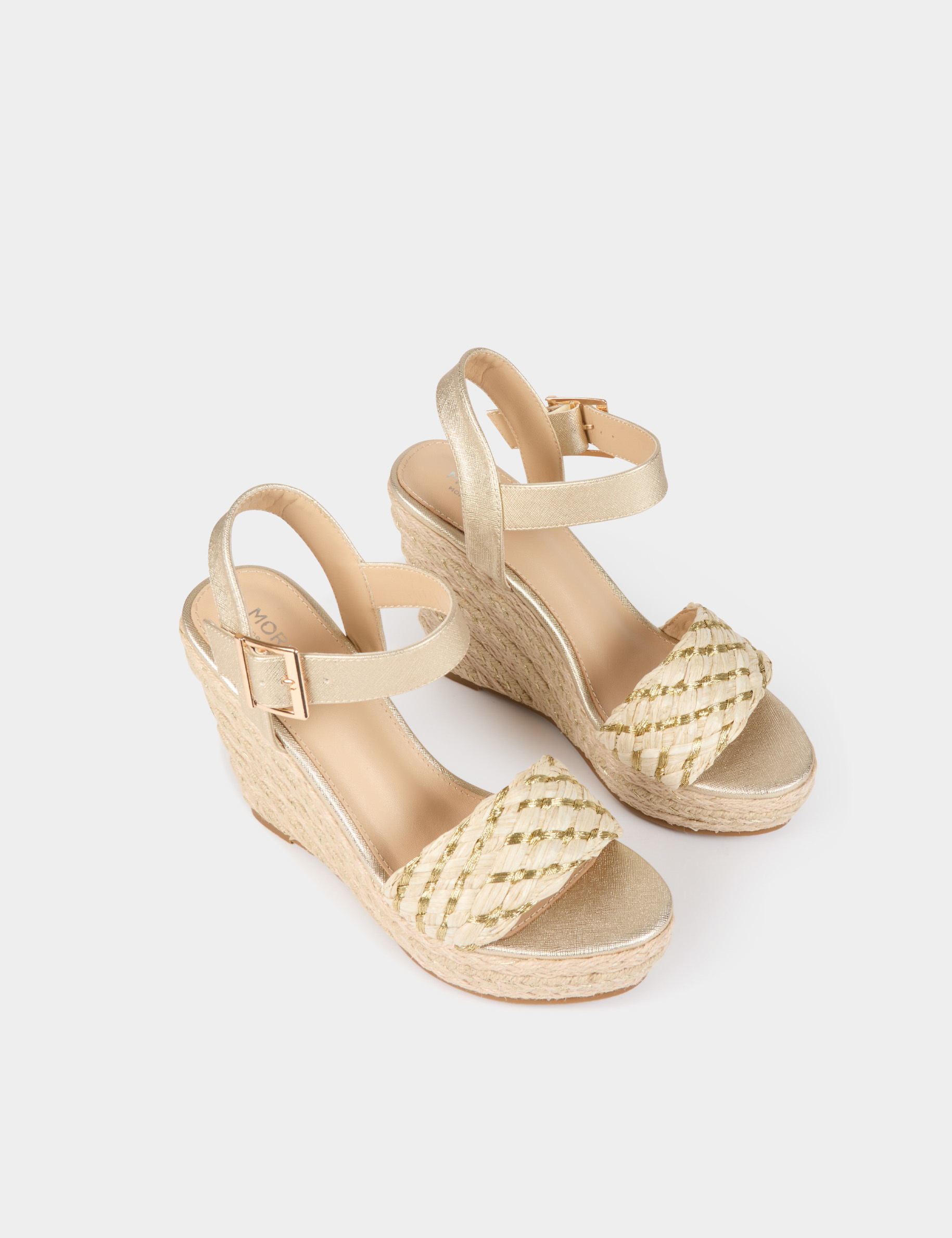 sandales compensees jaune or femme Sandales compensées jaune or femme