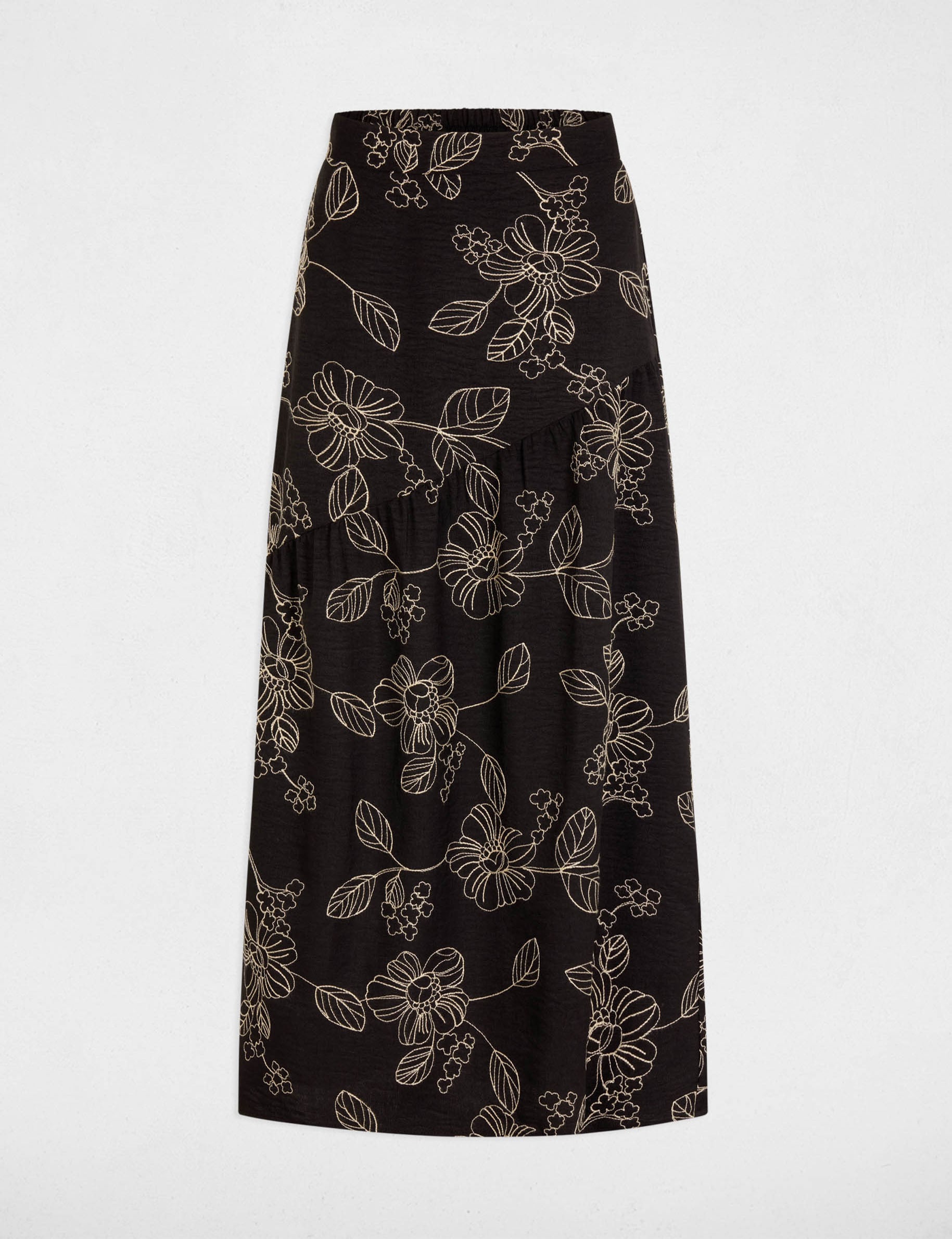Jupe longue taille haute noir femme