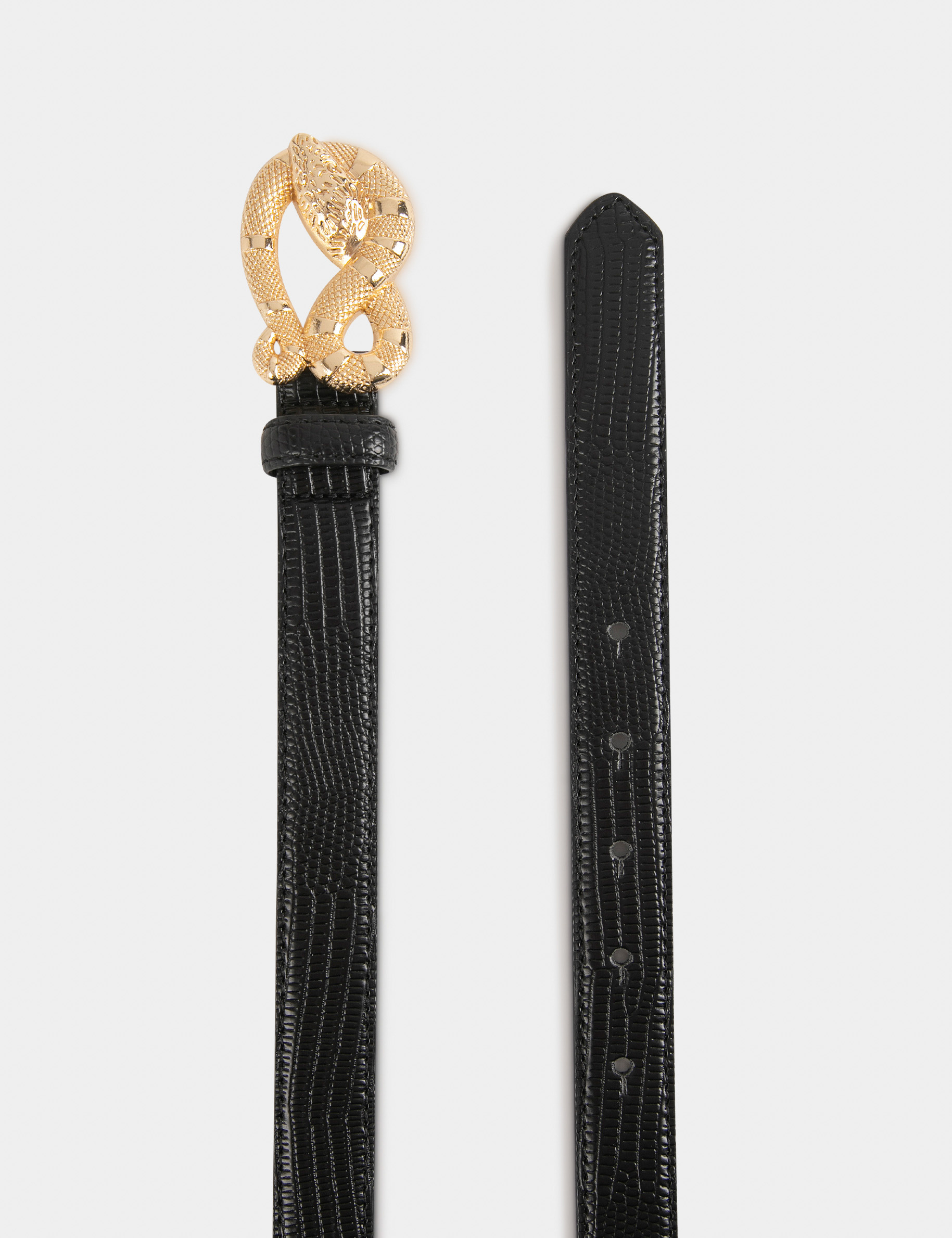 Ceinture effet python à boucle serpent noir femme Ceinture effet python à boucle serpent noir femme