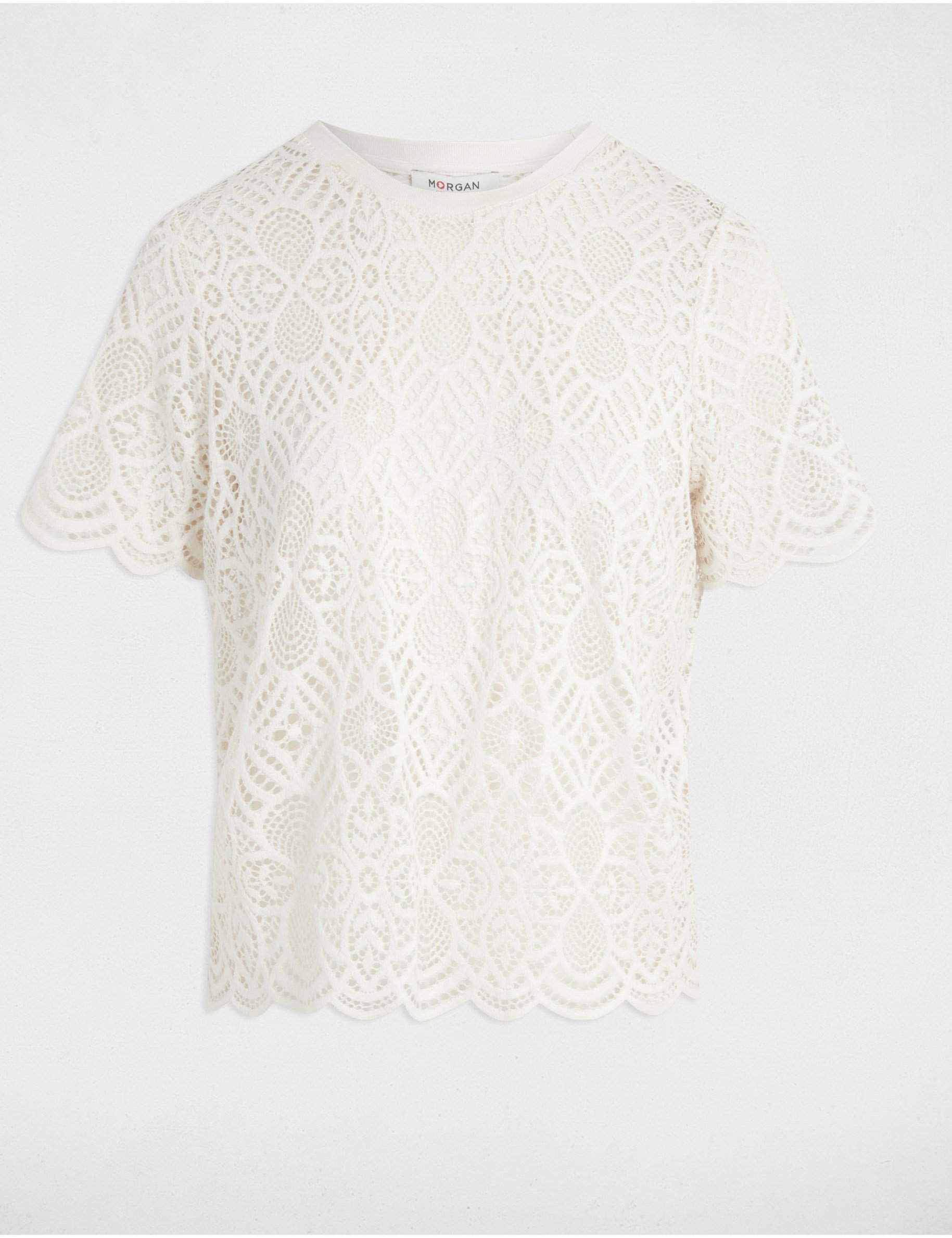 t shirt manches courtes ivoire femme T-shirt manches courtes ivoire femme