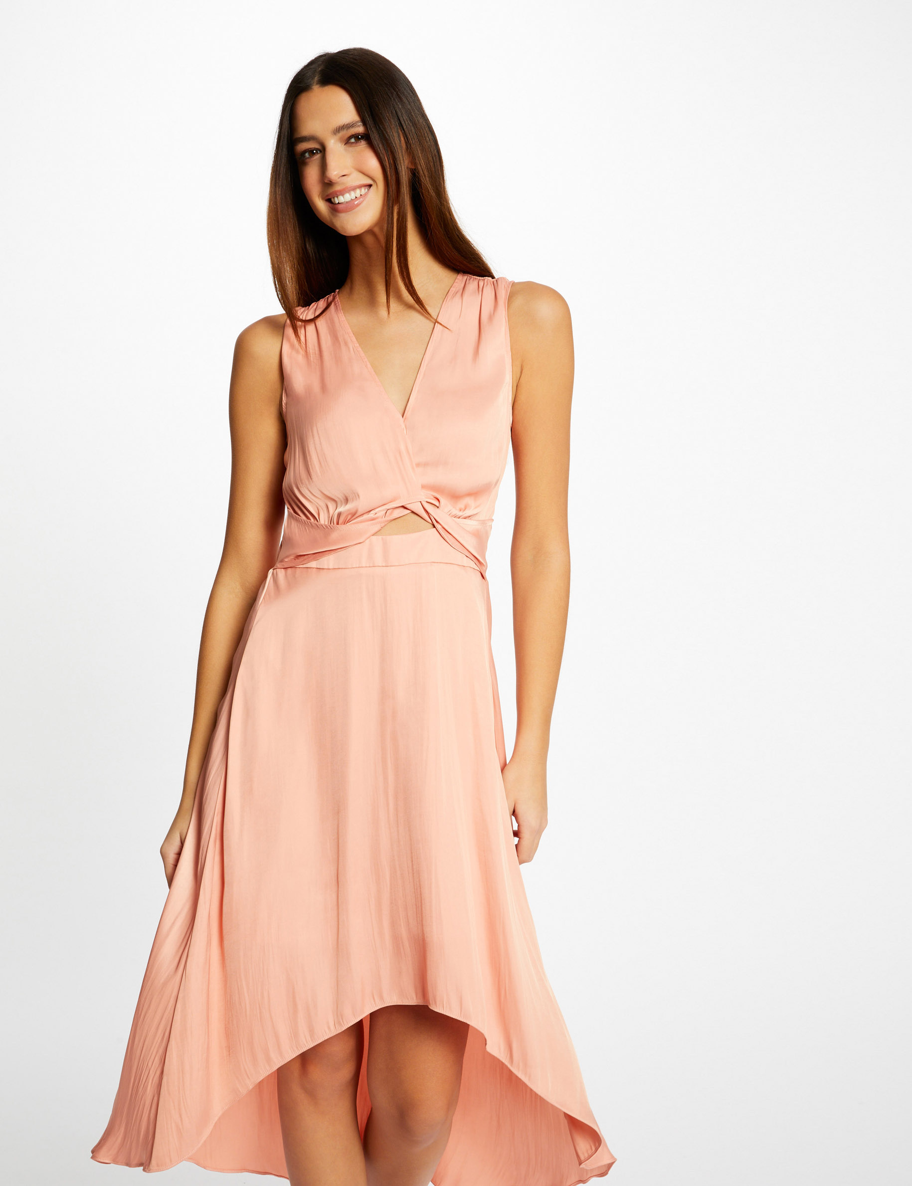 Robe midi trapèze asymétrique rose moyen femme Robe midi trapèze asymétrique rose moyen femme