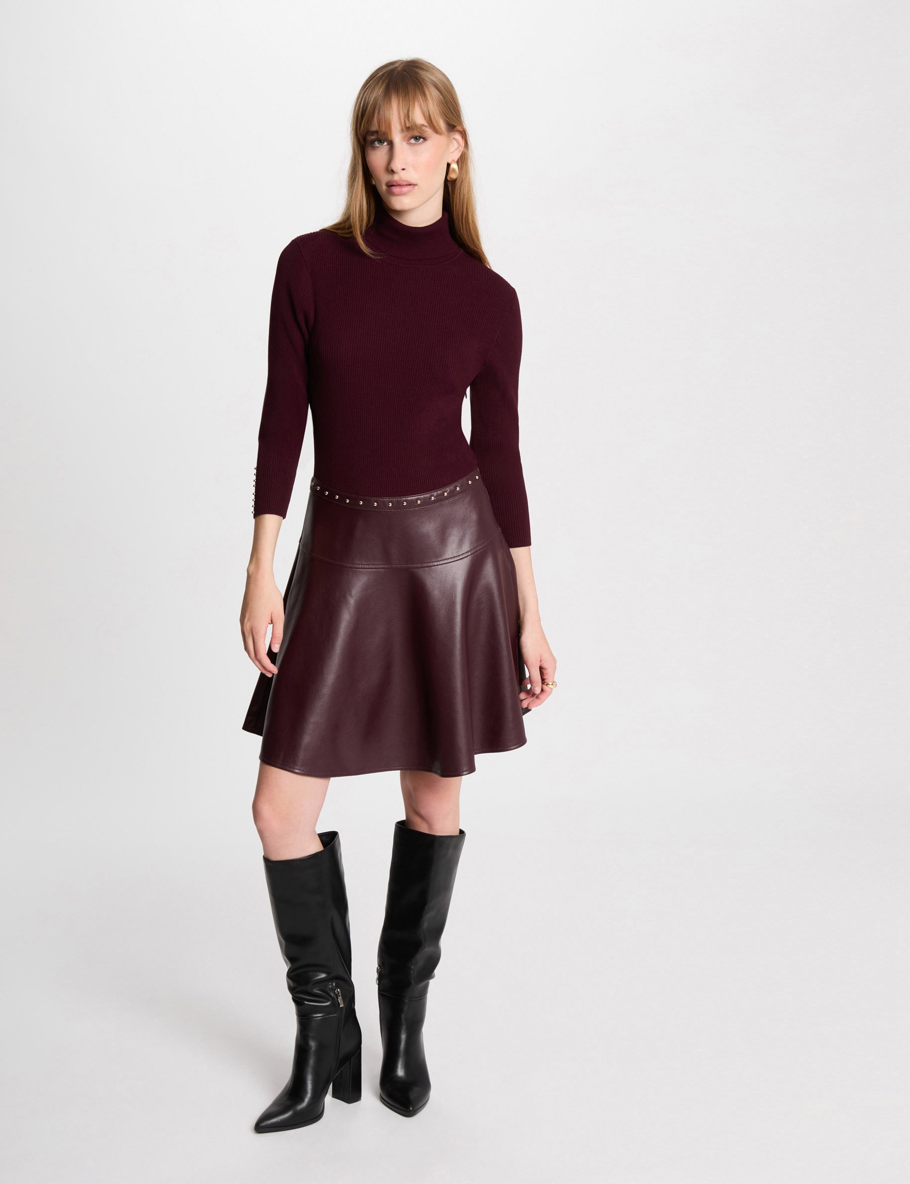 robe courte patineuse 2 en 1 prune femme Robe courte patineuse 2-en-1 prune femme