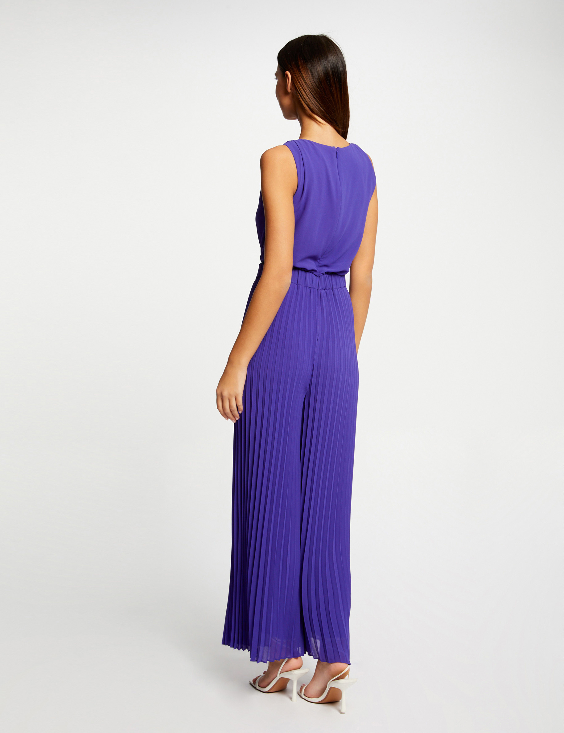 Combinaison ample à jambes plissées violet fonce femme