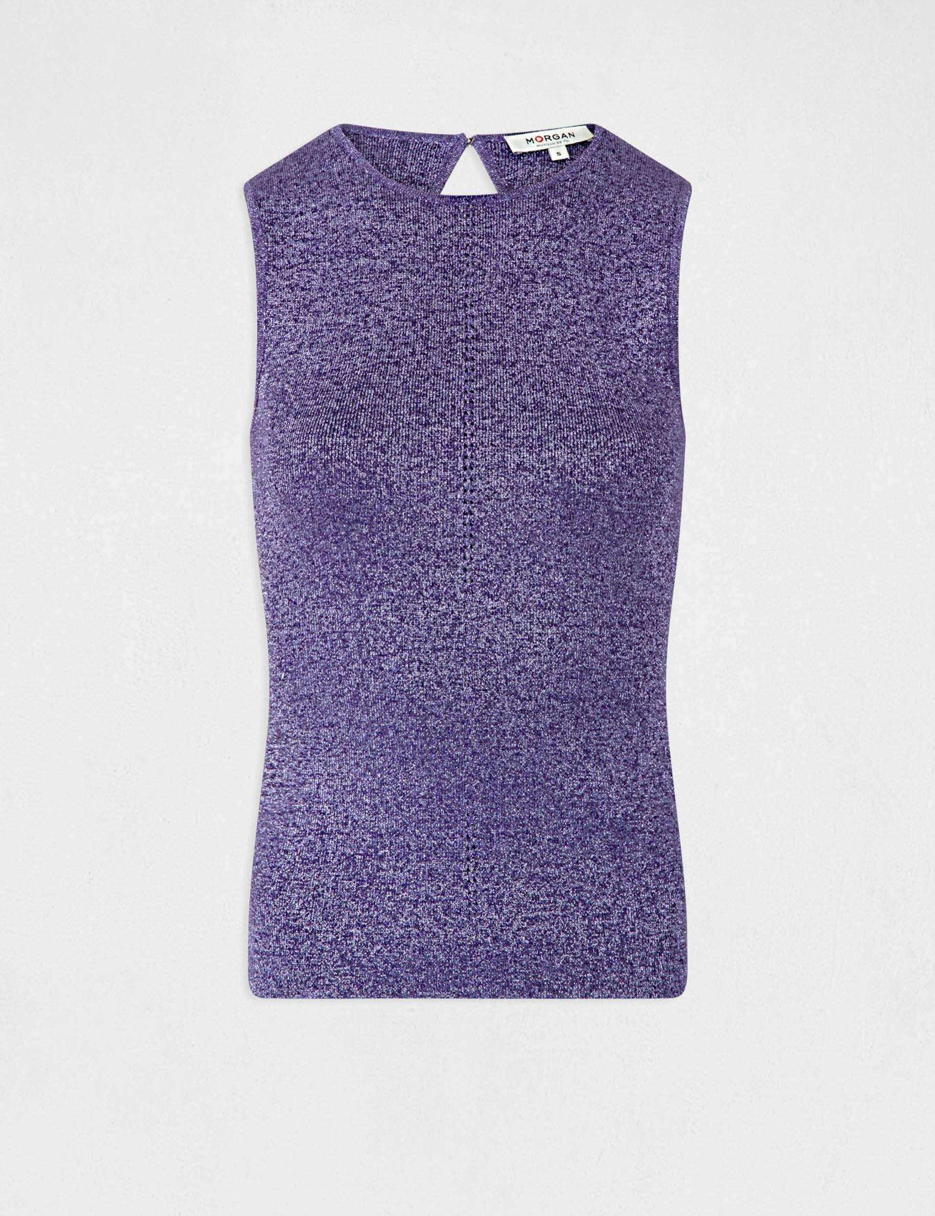 debardeur pull fils metallises violet femme Débardeur pull fils métallisés violet femme