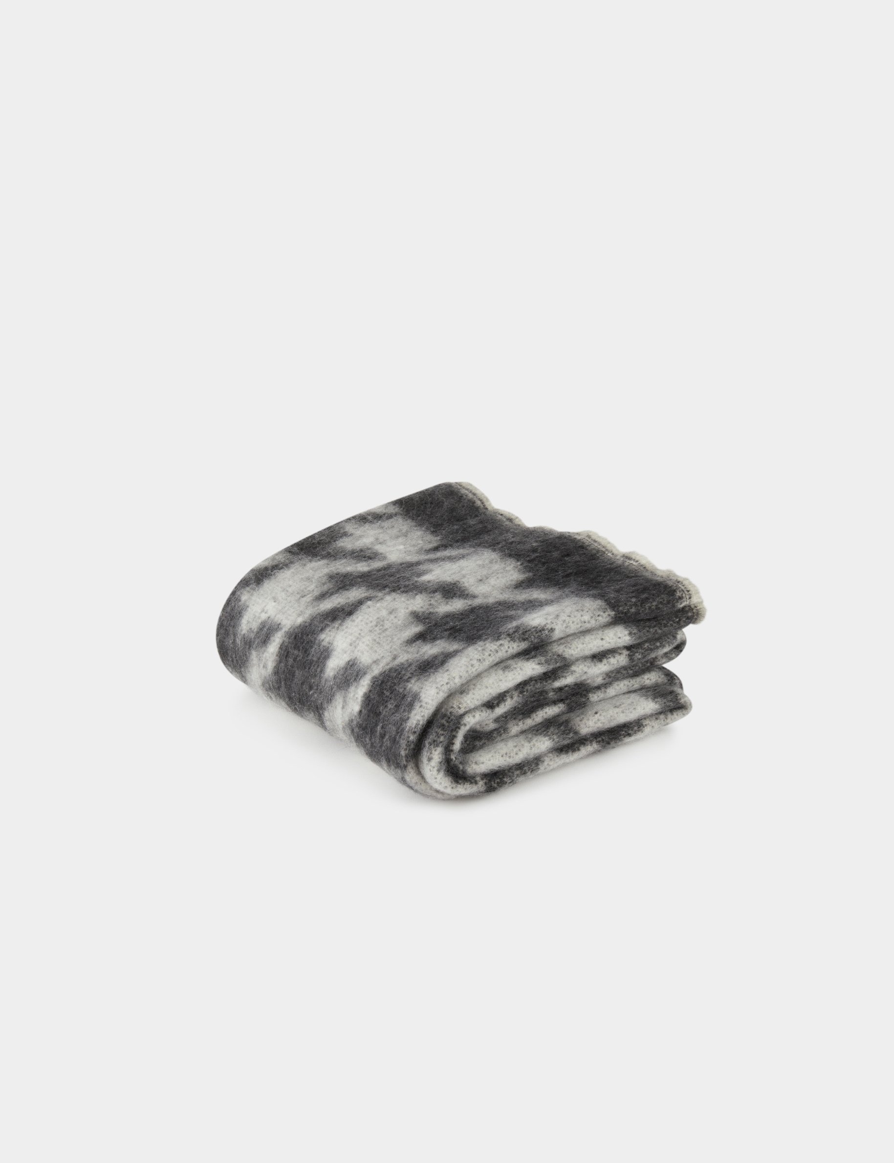 echarpe imprime pied de poule gris moyen femme Écharpe imprimé pied de poule gris moyen femme