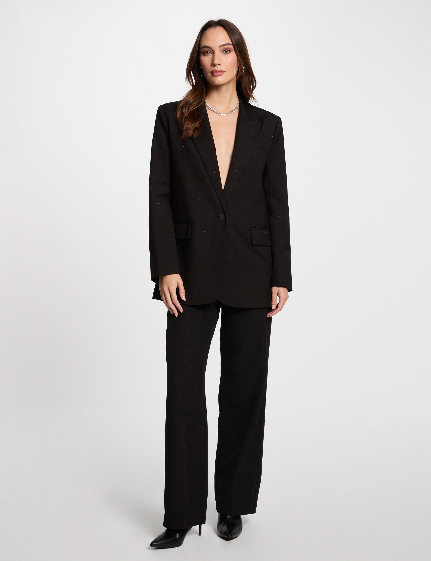 blazer long a sequins noir femme Blazer long à sequins noir femme