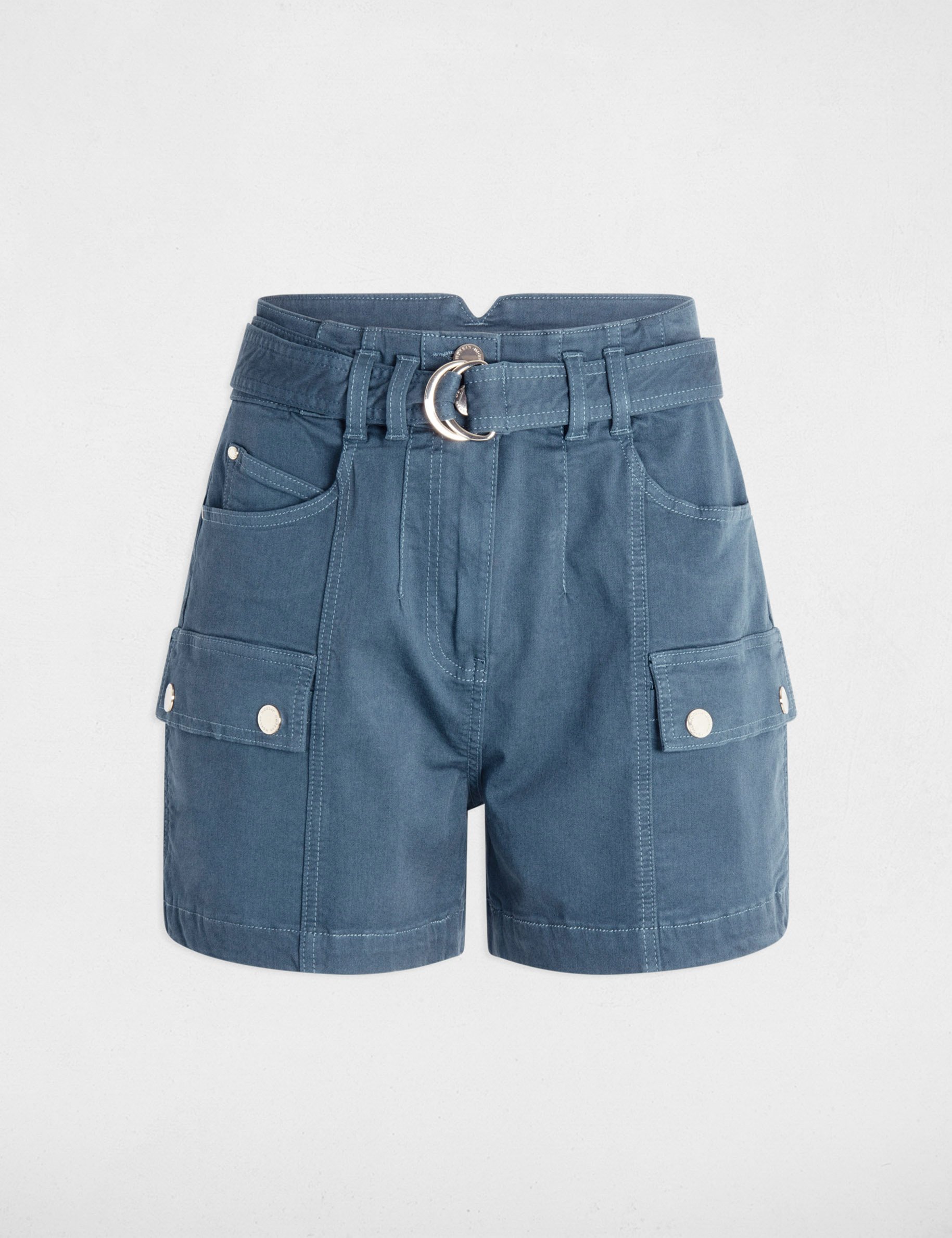 short cargo ceinture bleu petrole femme Short cargo ceinturé bleu pétrole femme