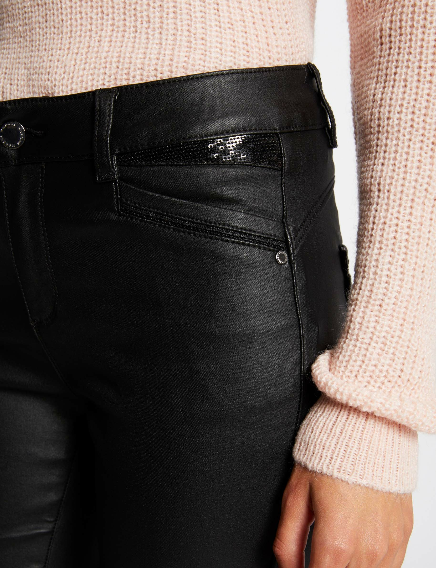 Pantalon femme online enduit noir
