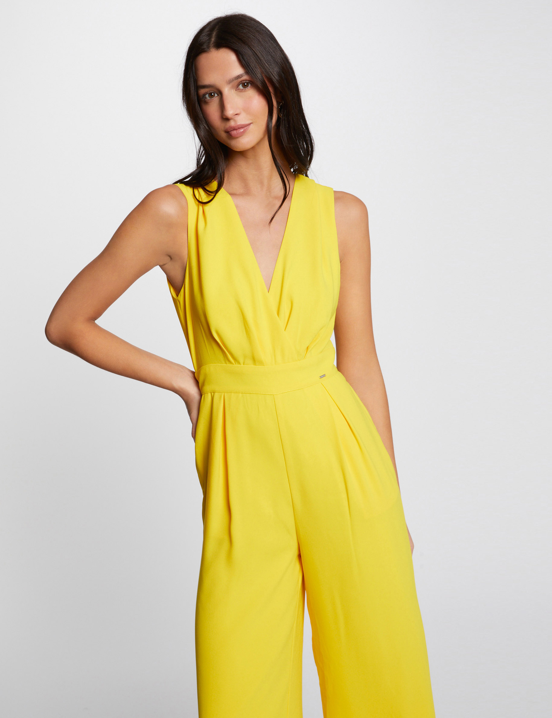 combinaison longue jambe large jaune femme Combinaison longue jambe large jaune femme