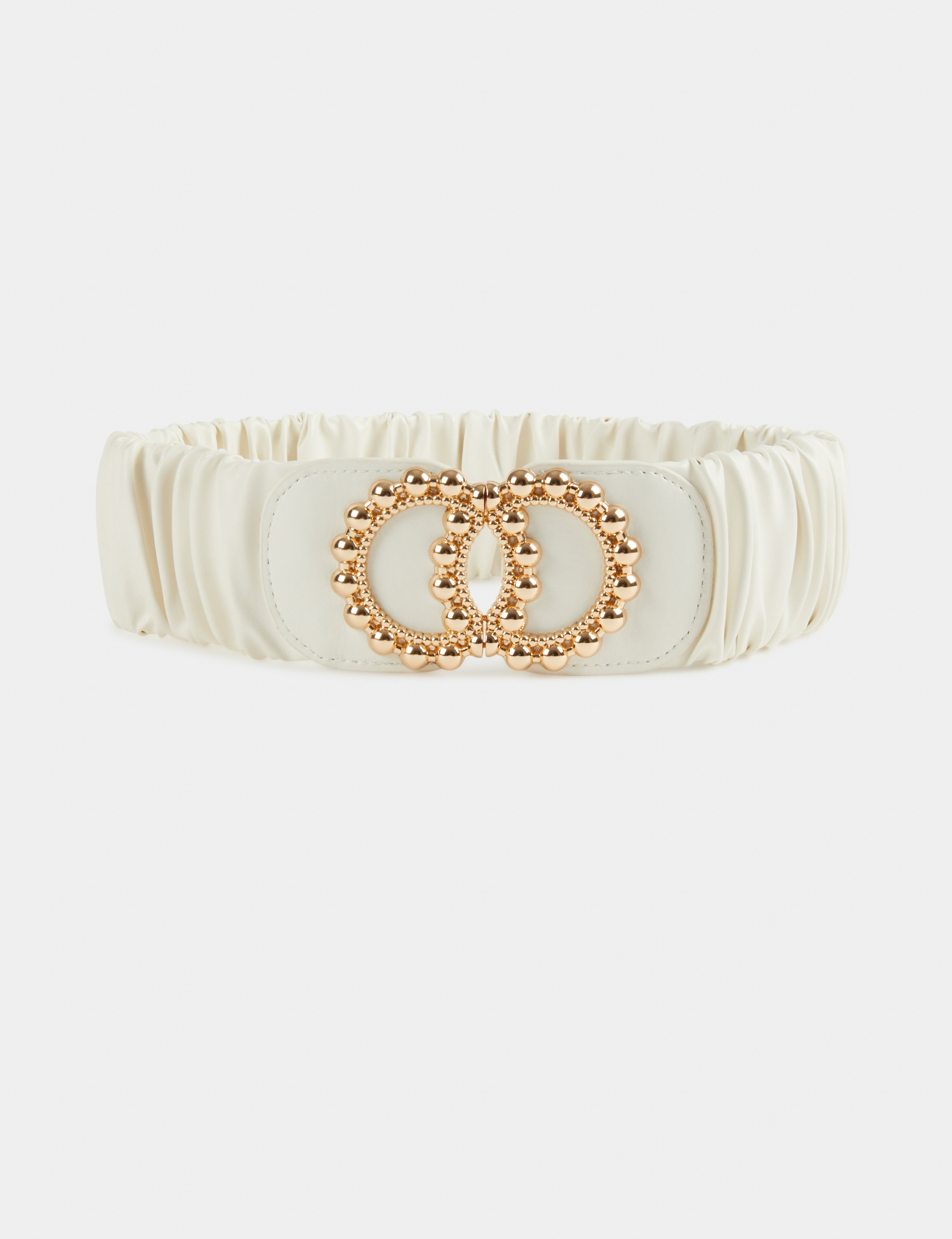 Ceinture élastiquée avec boucles blanc femme