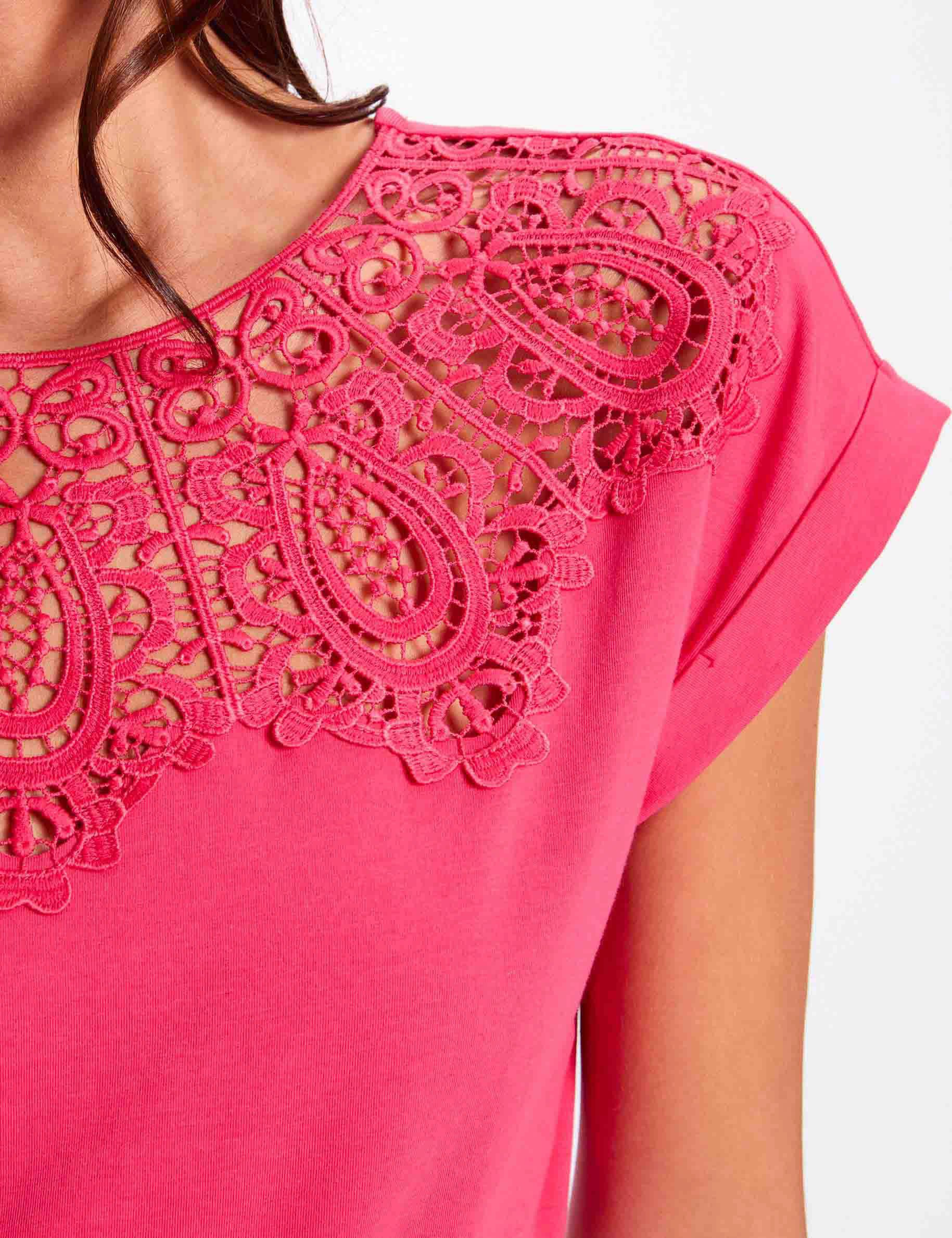t shirt manches courtes rose fushia femme T-shirt manches courtes rose fushia femme