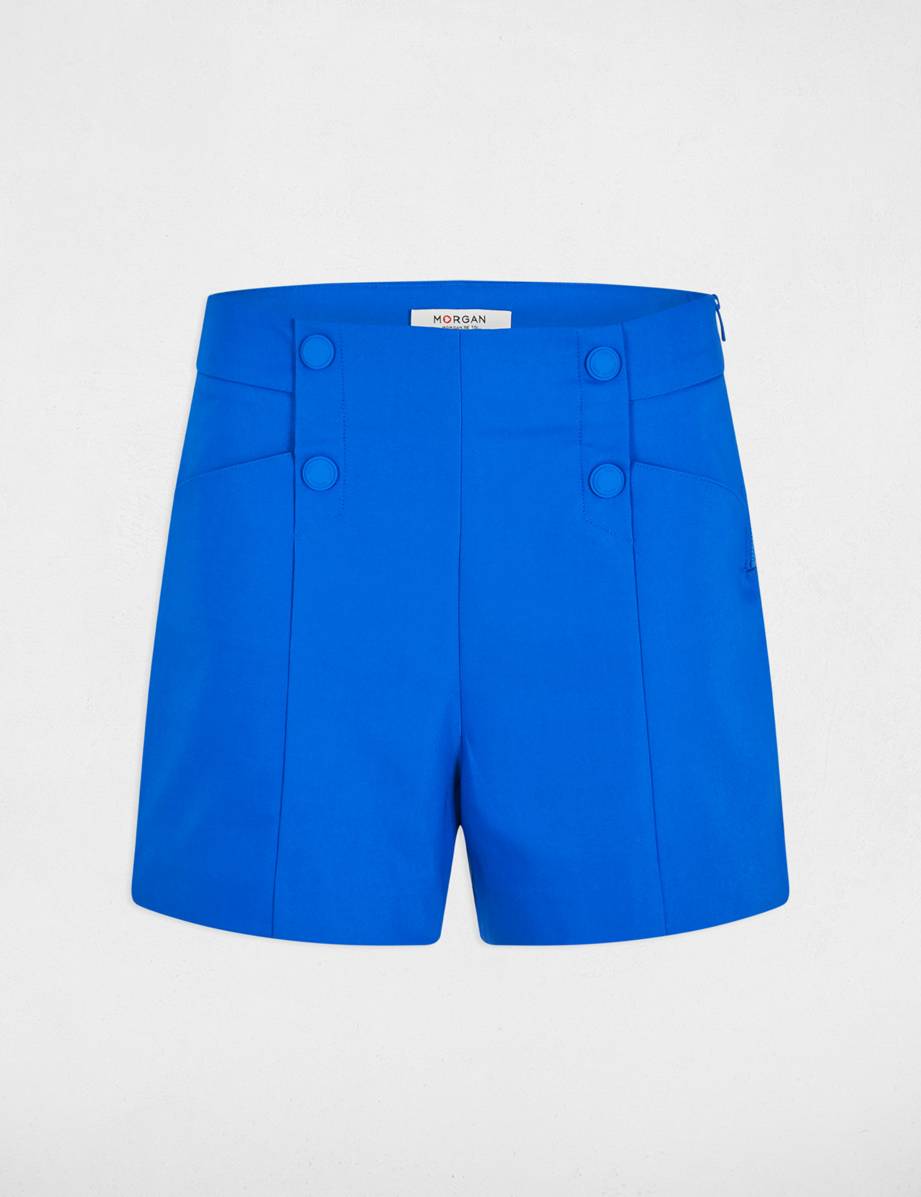 short droit a pinces bleu electrique femme Short droit à pinces bleu electrique femme