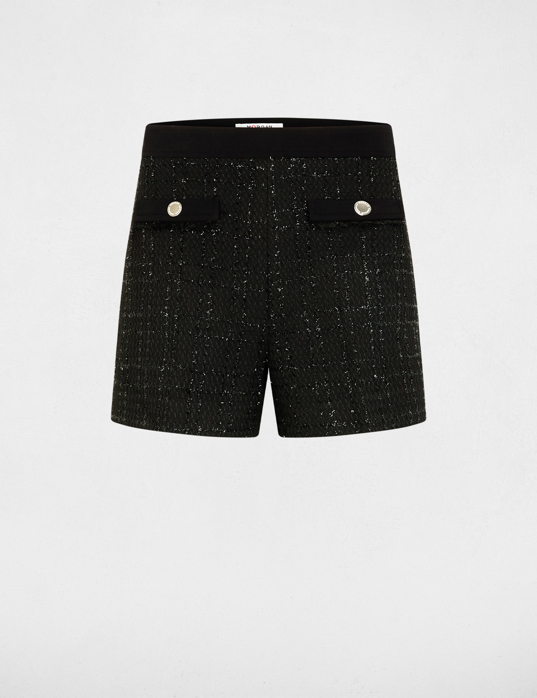 Short ajust&eacute; tweed noir femme