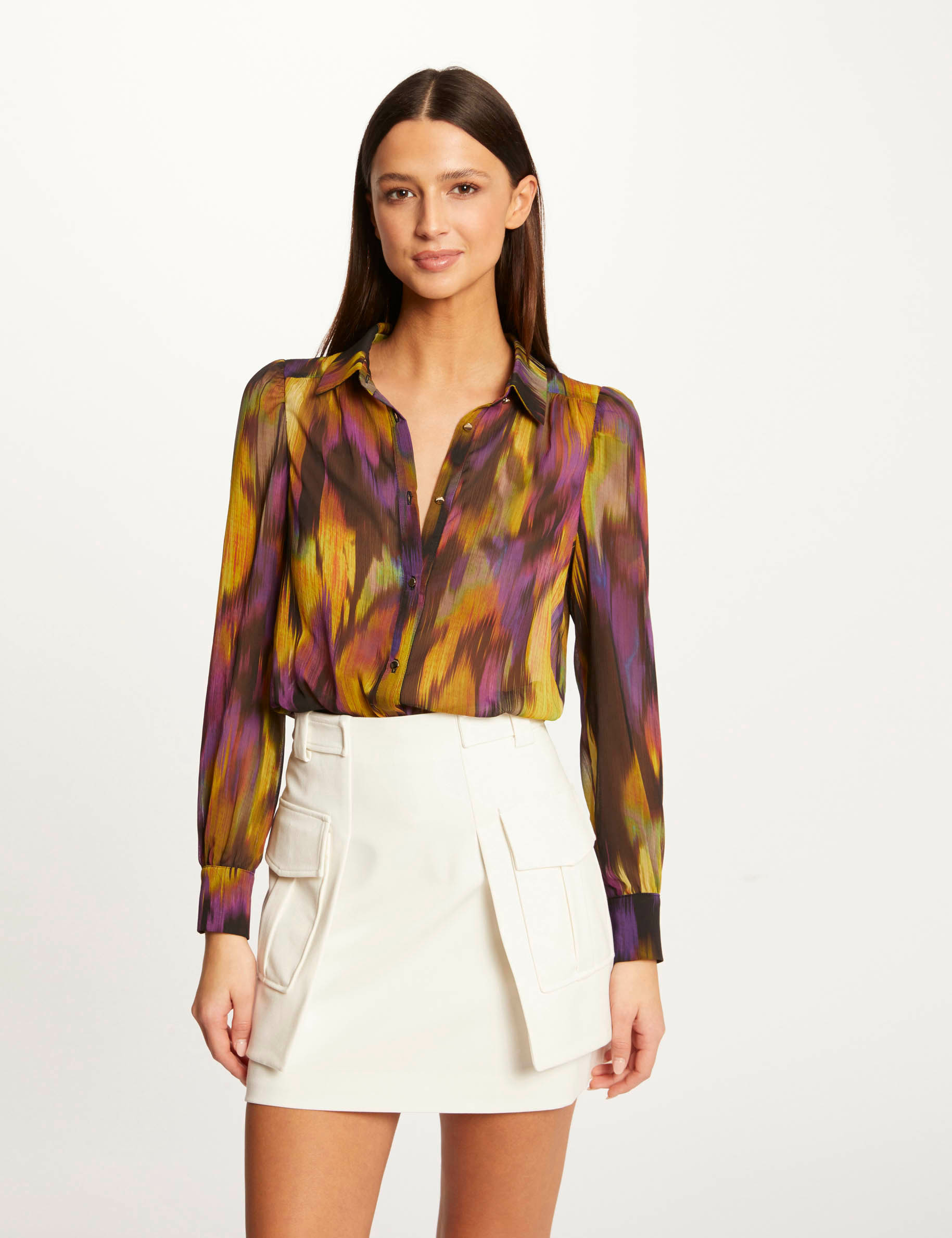 Jupe droite avec poches latérales ecru femme Jupe droite avec poches latérales ecru femme