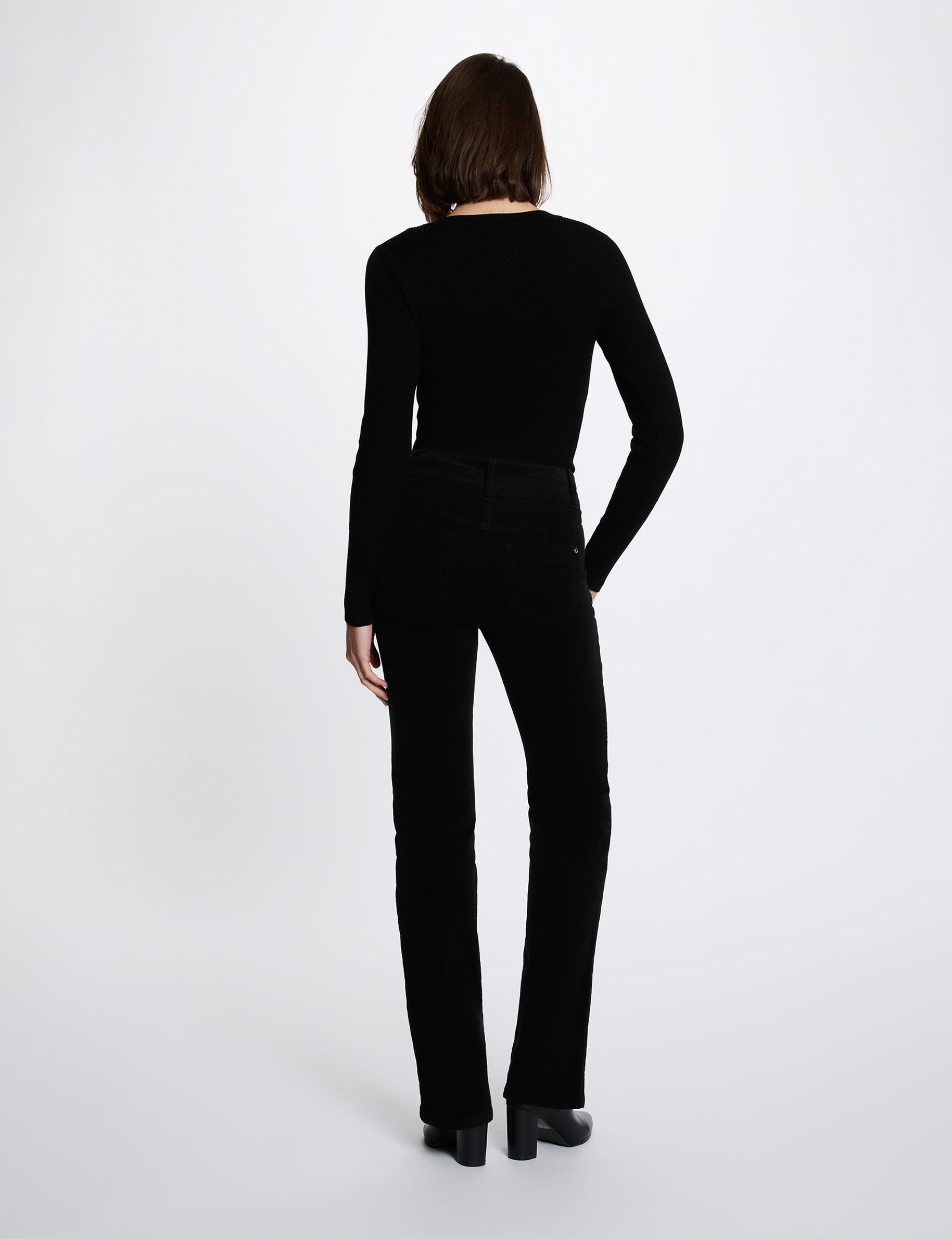 Pull col v fantaisie noir femme