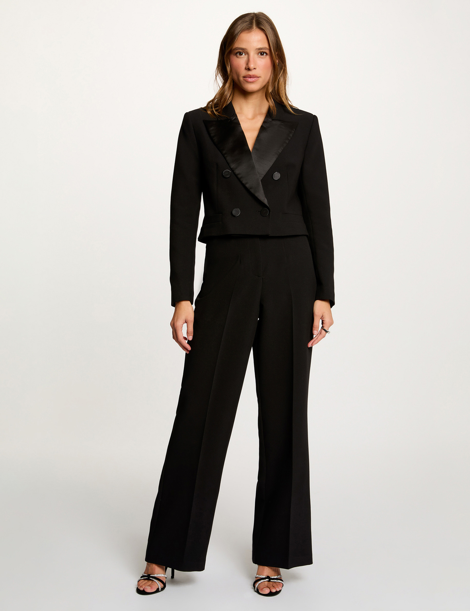 Veste courte cache-coeur noir femme