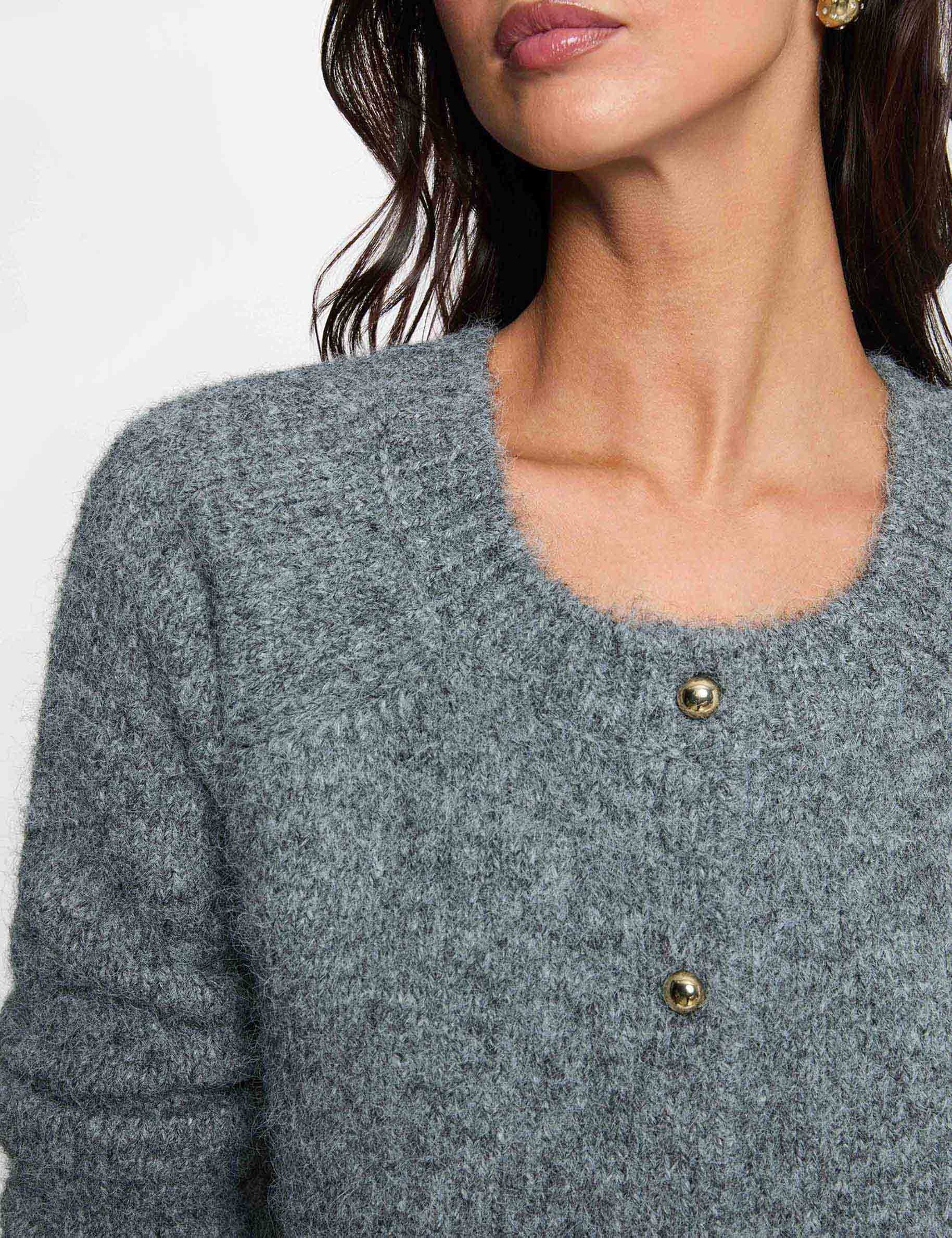Gilet col rond gris clair femme