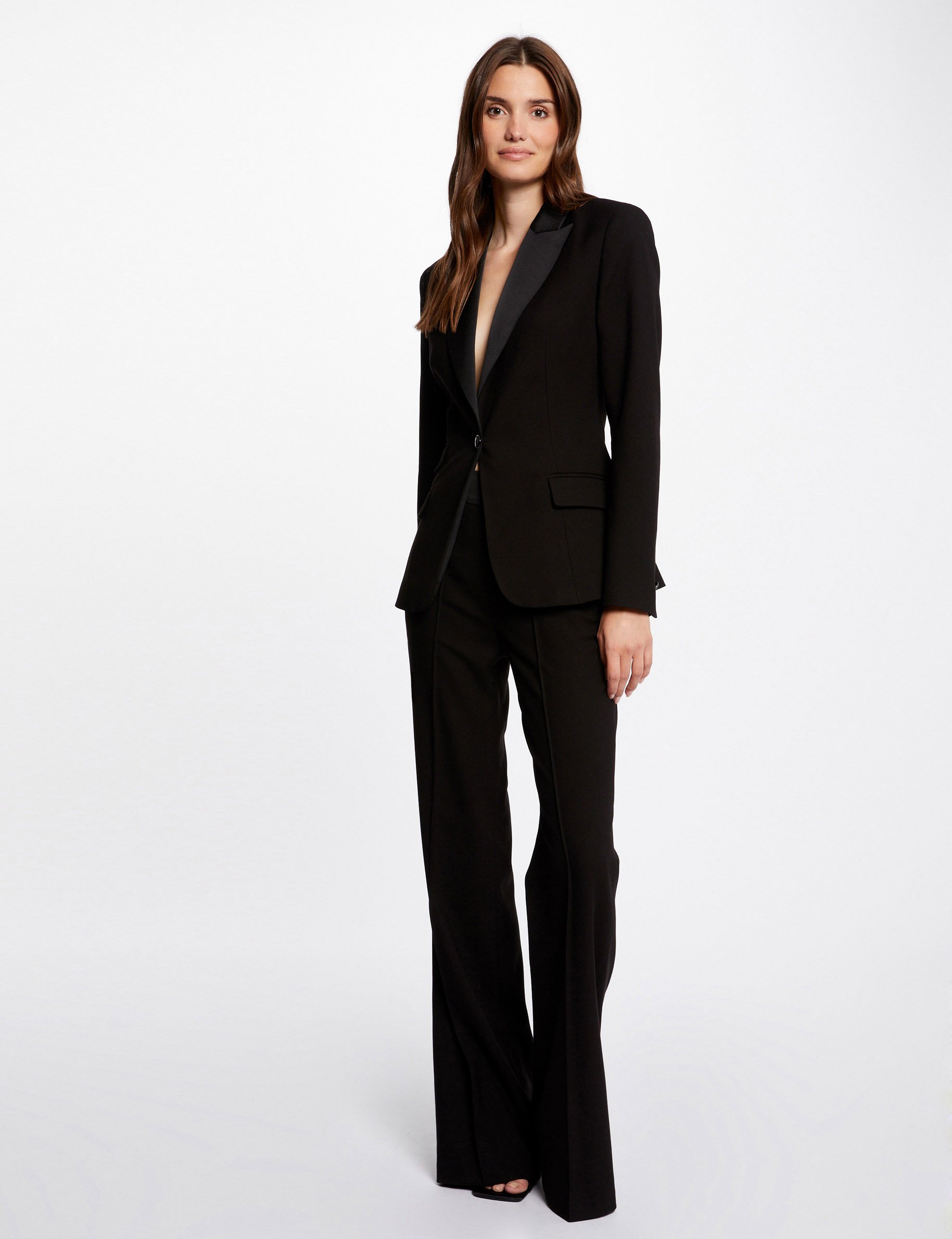 Veste smoking cintr¿e col satin noir femme