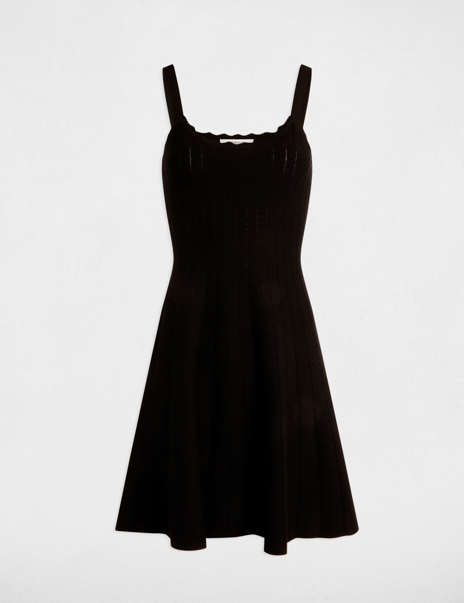 Robe tricot bretelles fines noir femme