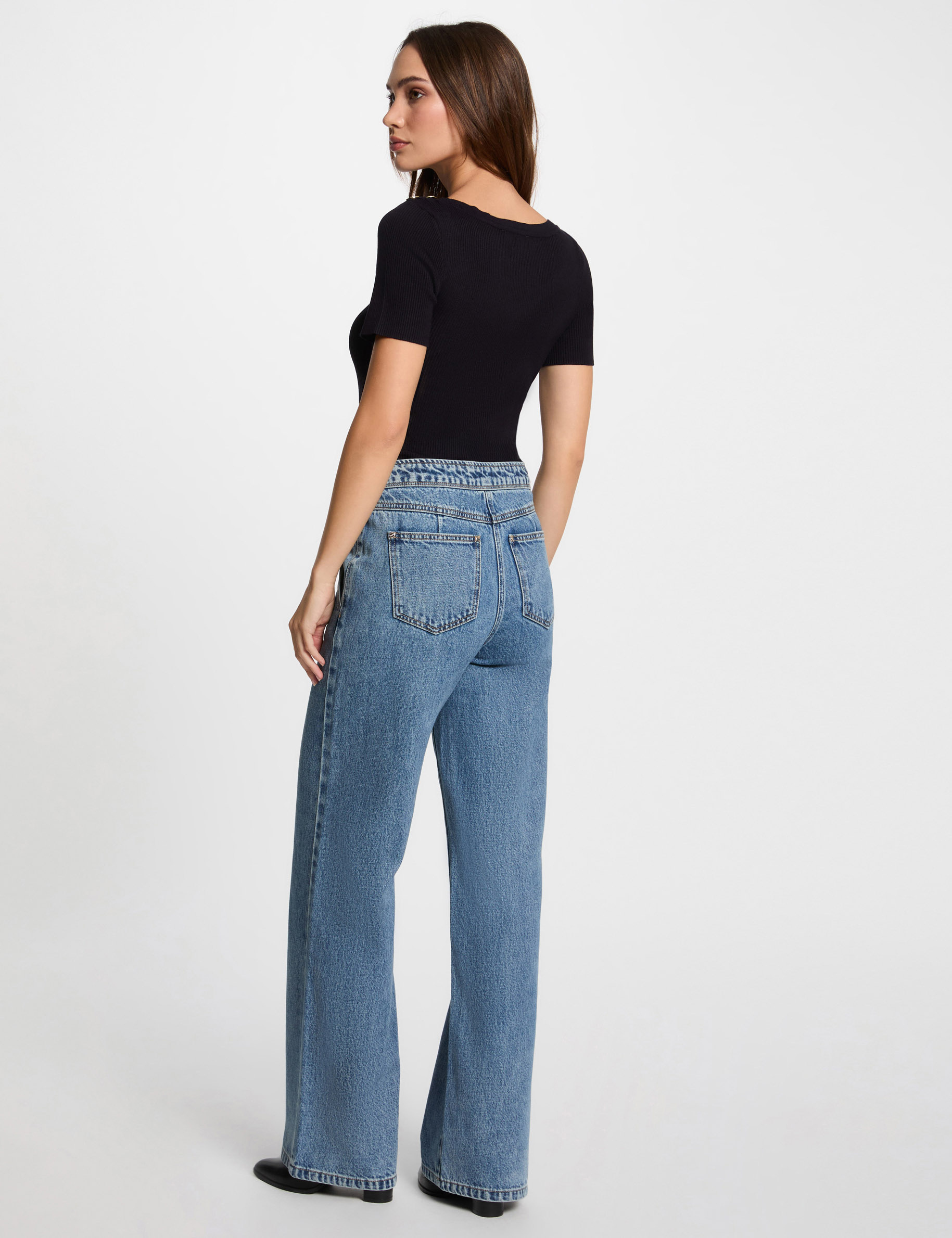 jeans bootcut taille haute denim double stone femme Jeans bootcut taille haute denim double stone femme