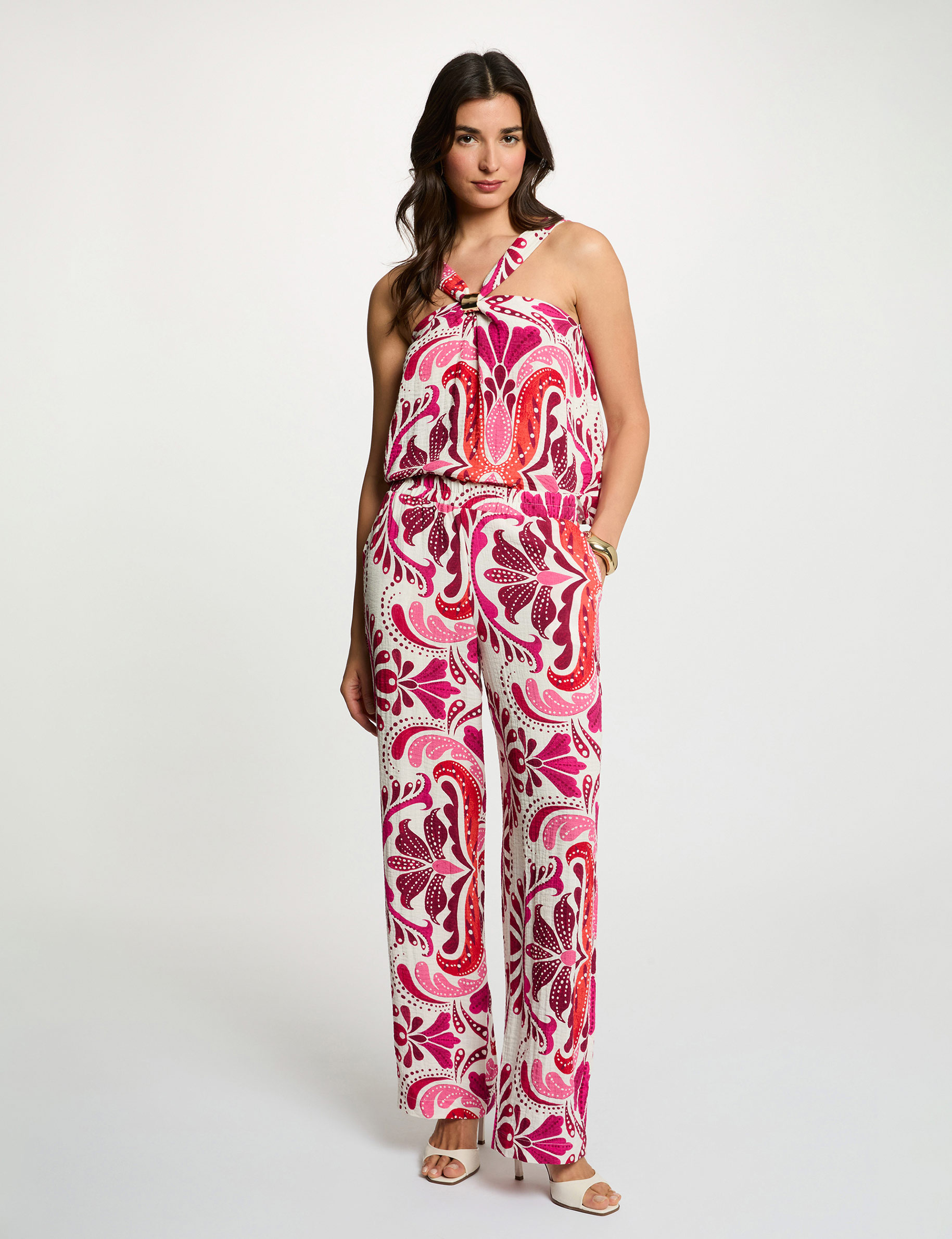 Top col montant multicolore femme