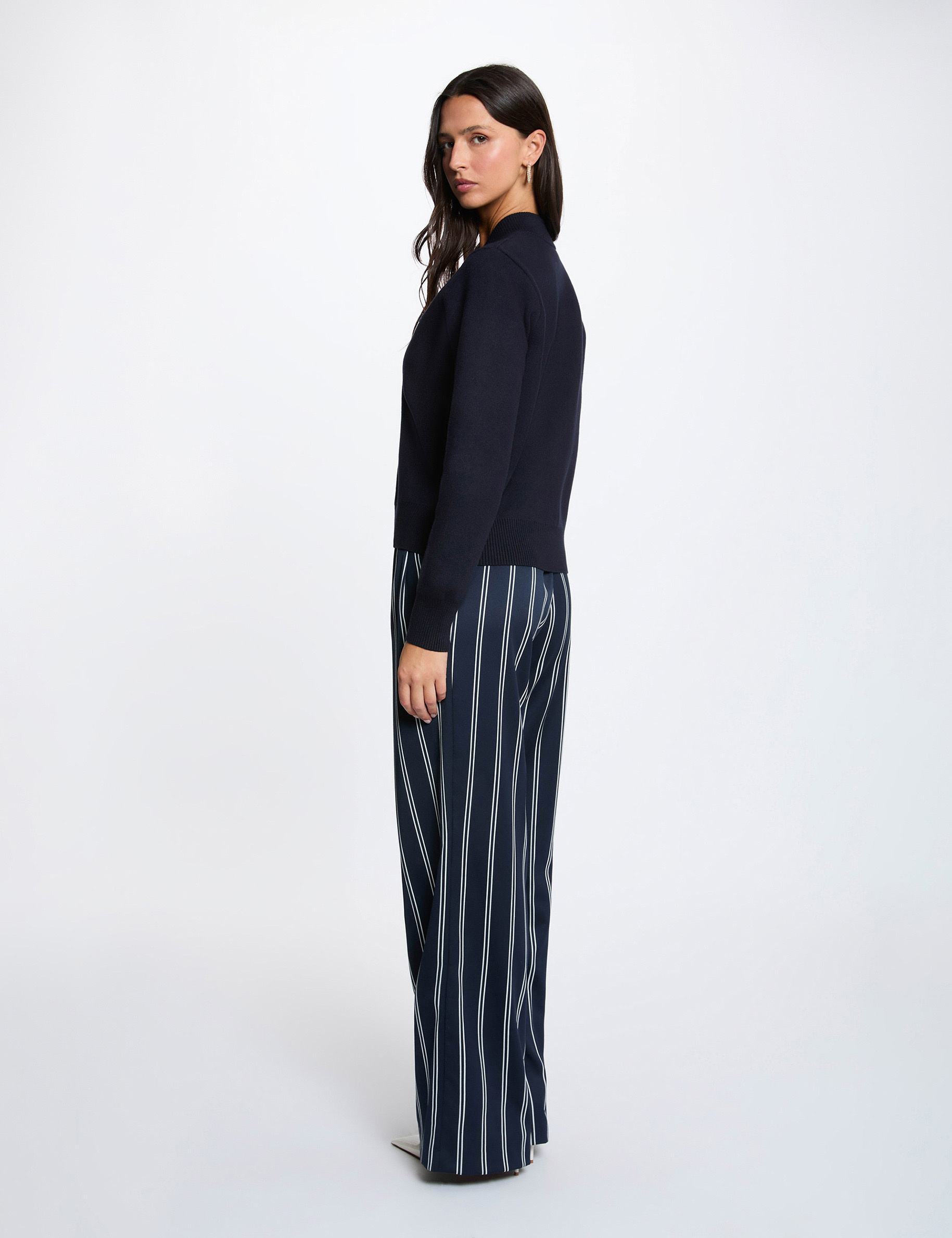 Pull col teddy bleu marine femme