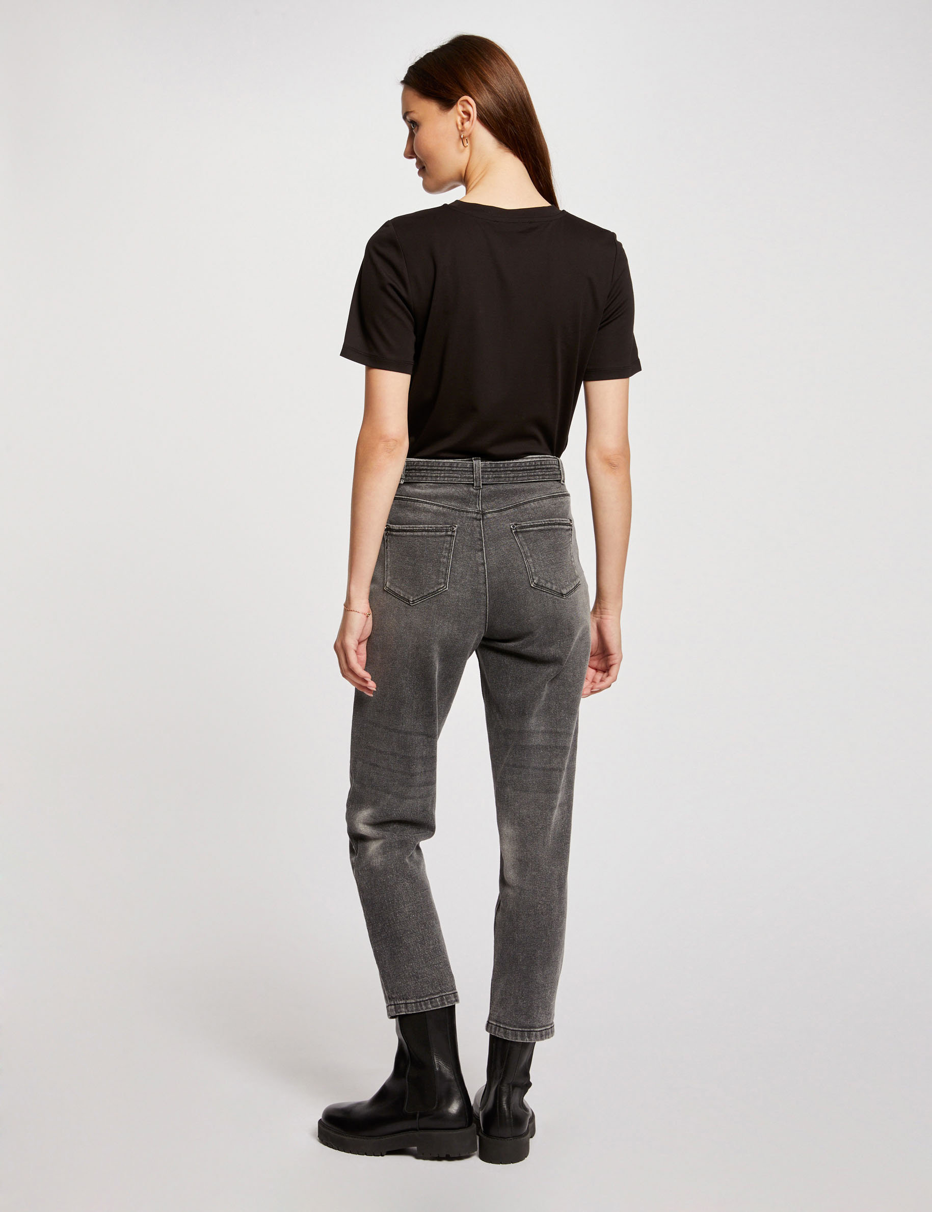 T-shirt manches courtes strass noir femme