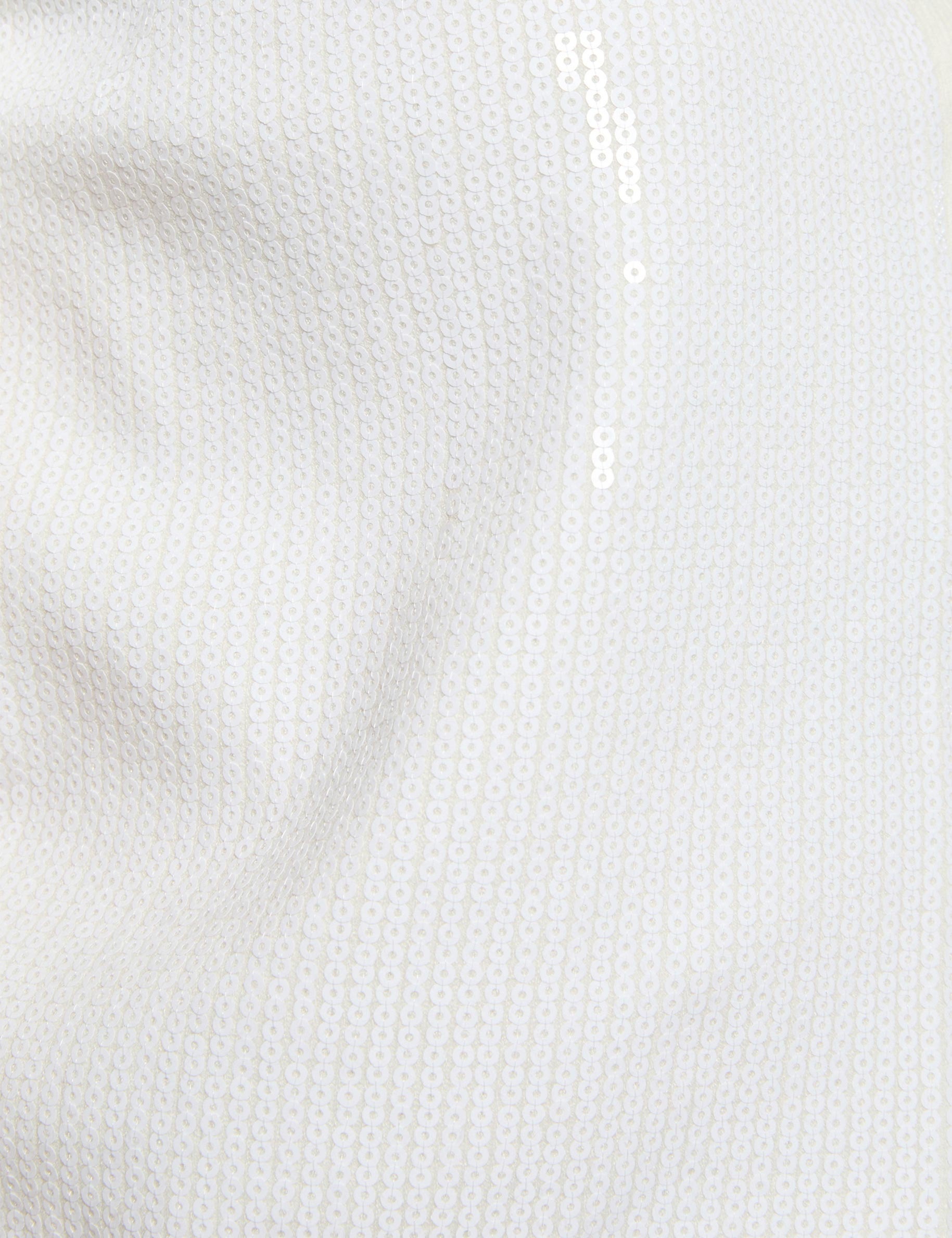 Gilet col rond sequins blanc femme
