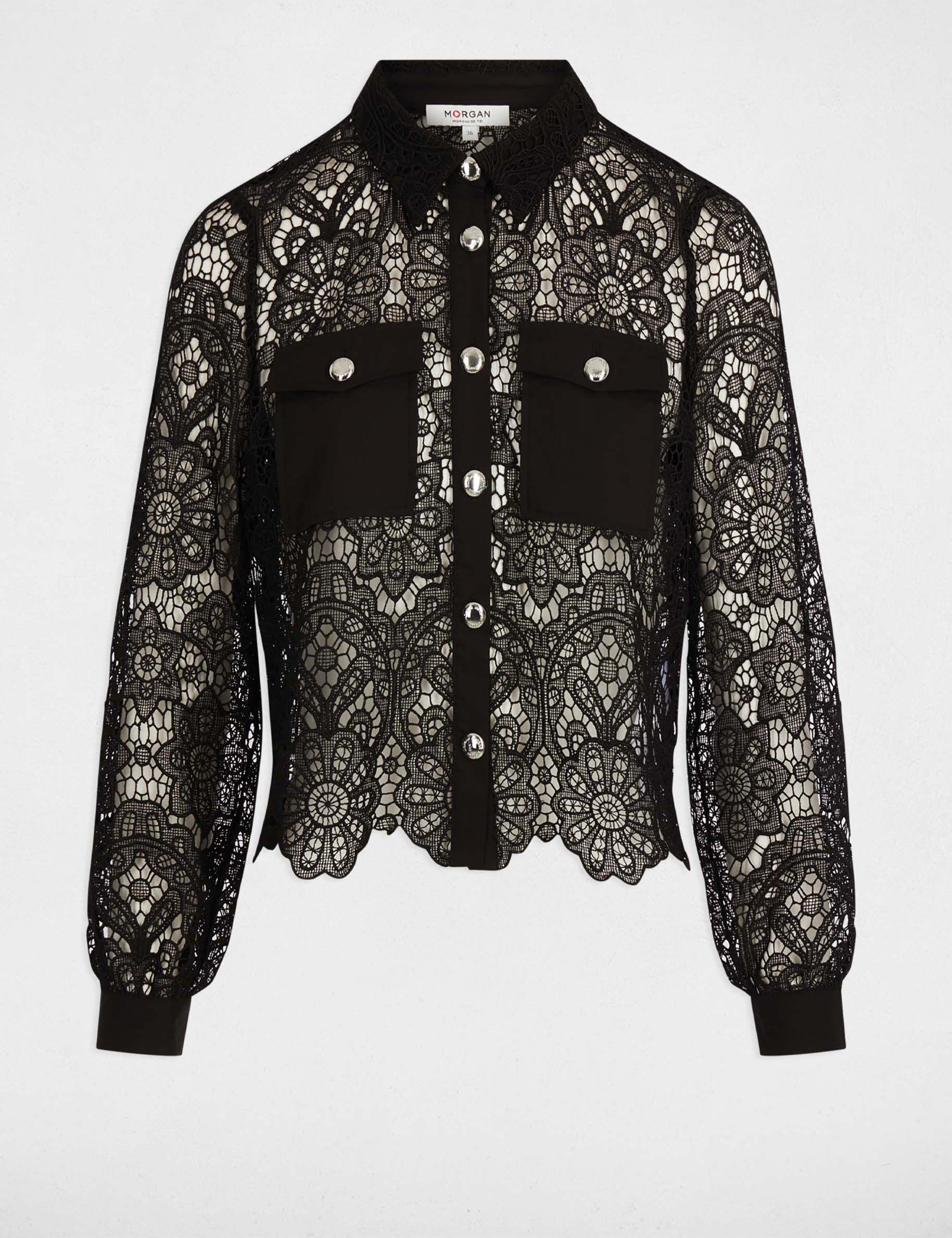 Chemise manches longues noir femme