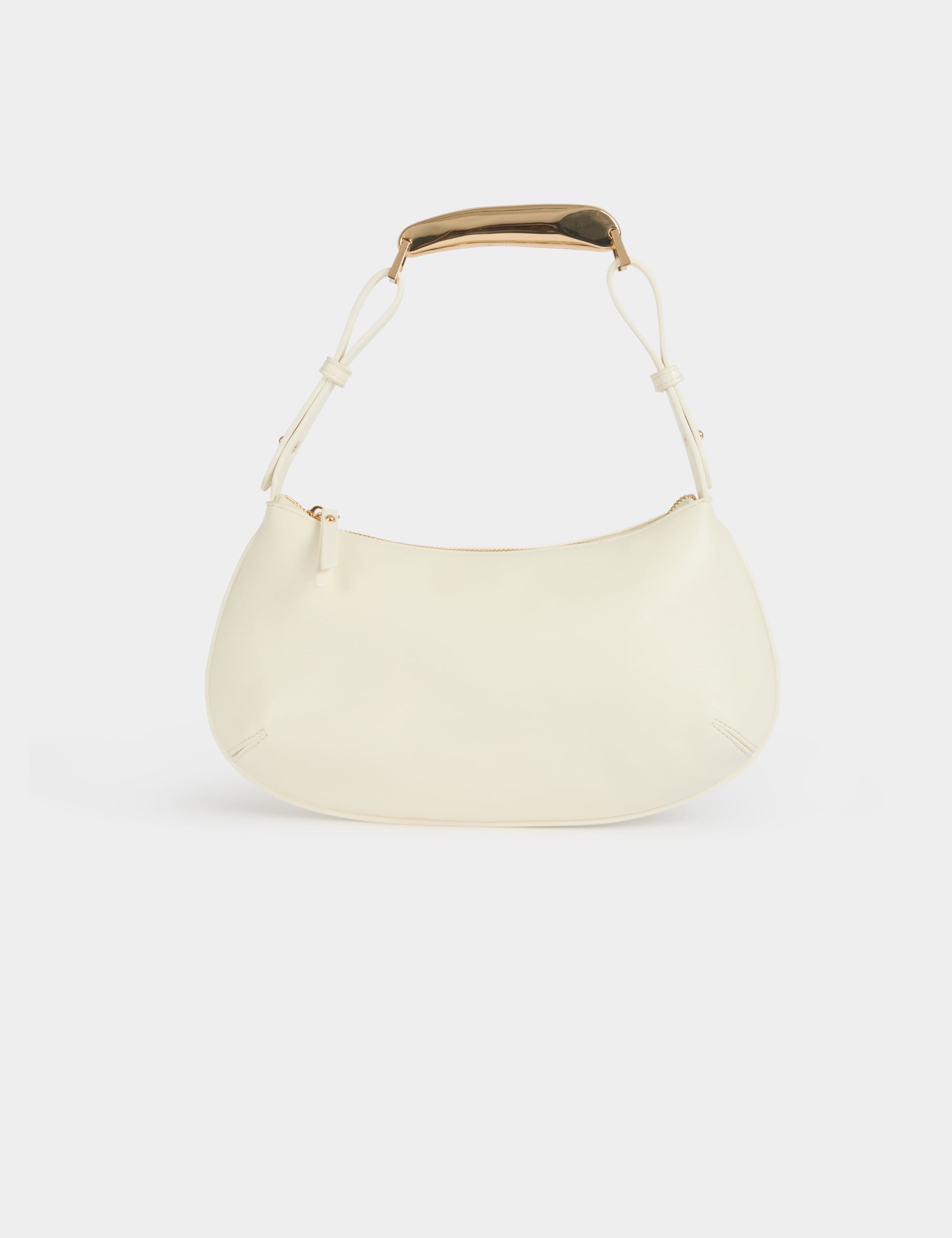 Sac anse m&eacute;tallique blanc femme