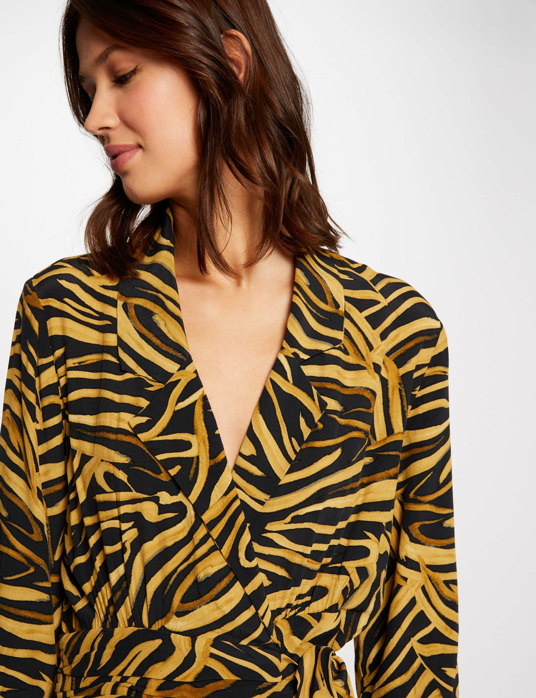 Robe midi portefeuille imprimé abstrait multico femme