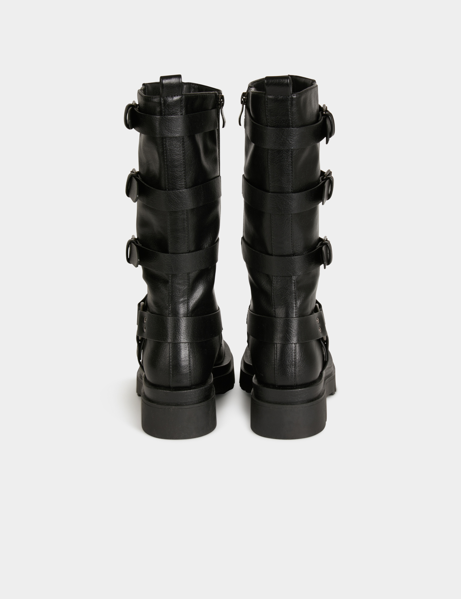 Bottines plates avec brides noir femme