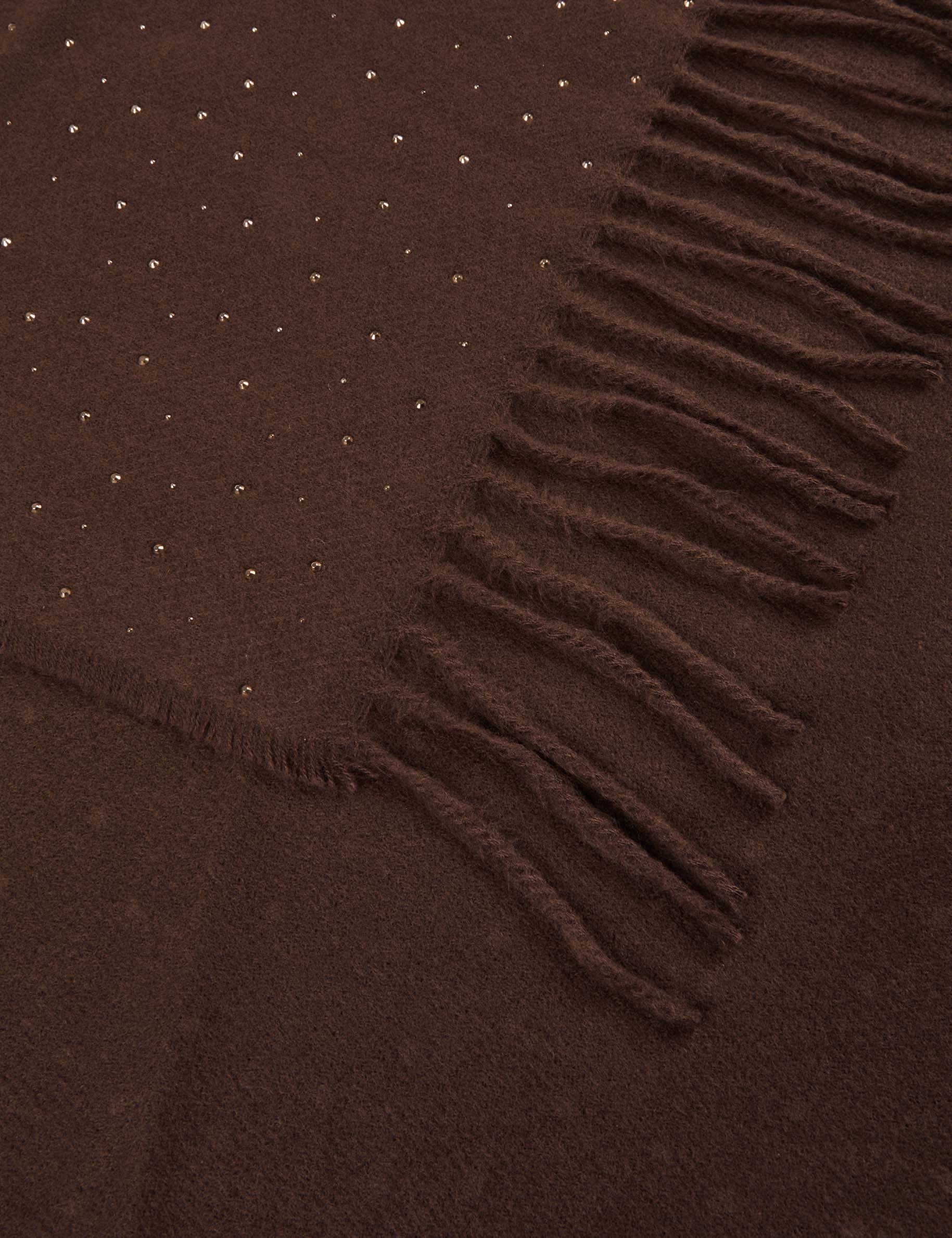 &Eacute;charpe strass franges marron fonc&eacute; femme