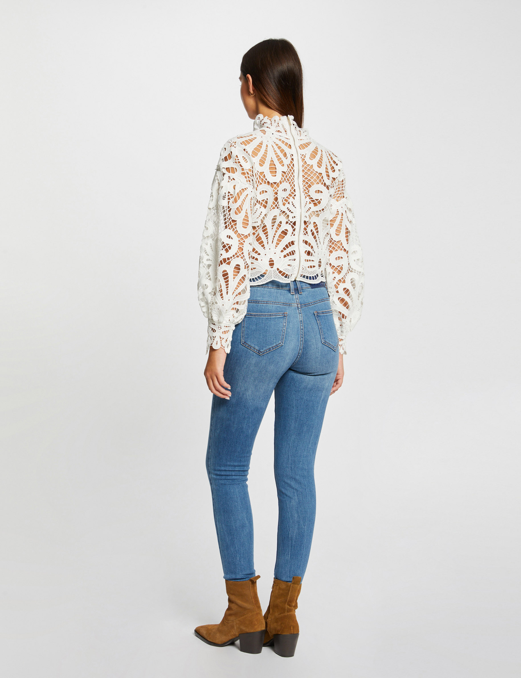 blouse manches longues en dentelle ecru femme Blouse manches longues en dentelle ecru femme