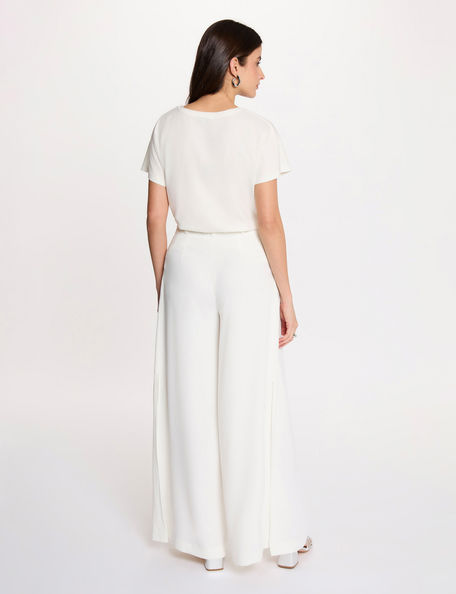 Pantalon large fluide blanc femme