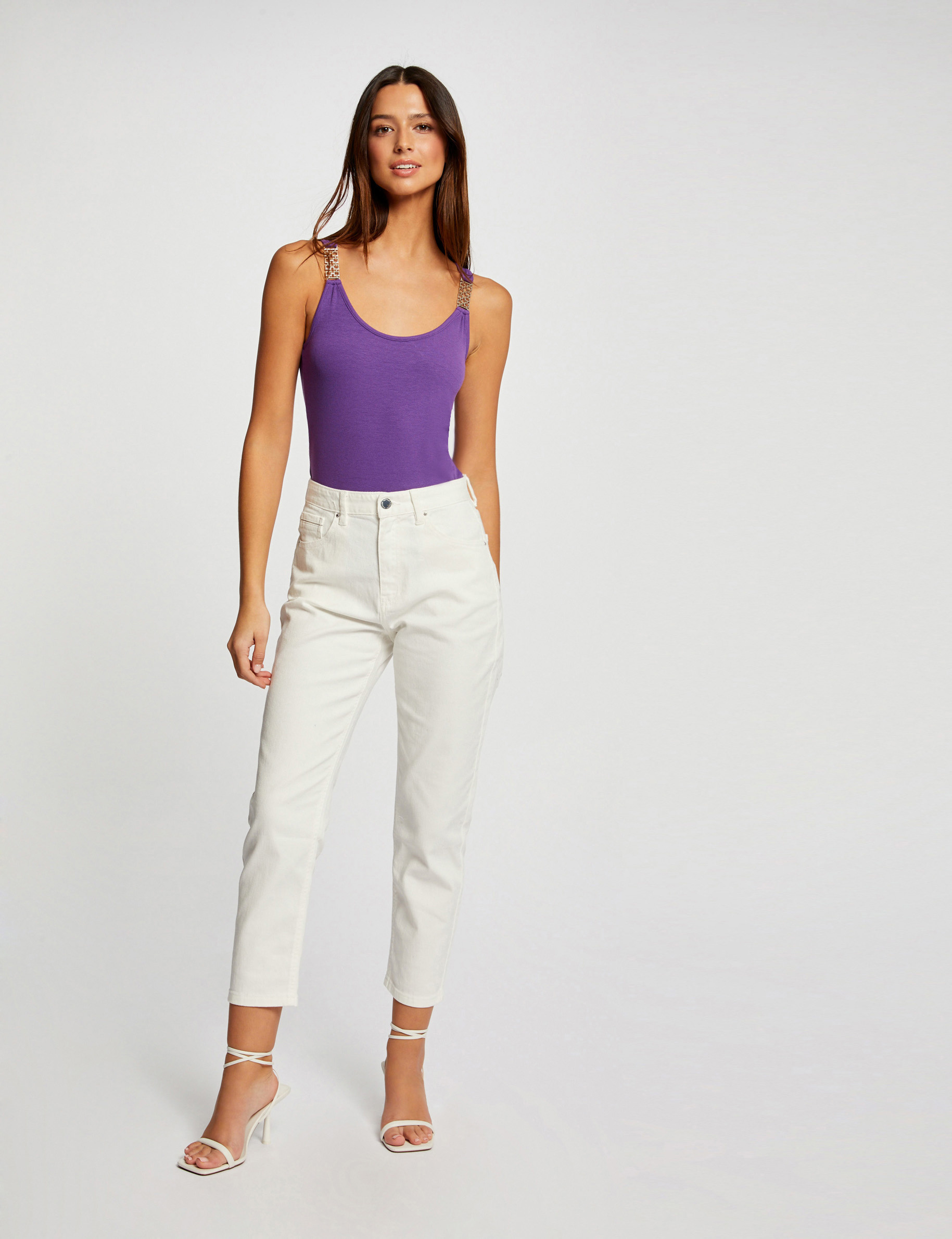 Débardeur avec bretelles à ornements violet fonce femme Débardeur avec bretelles à ornements violet fonce femme