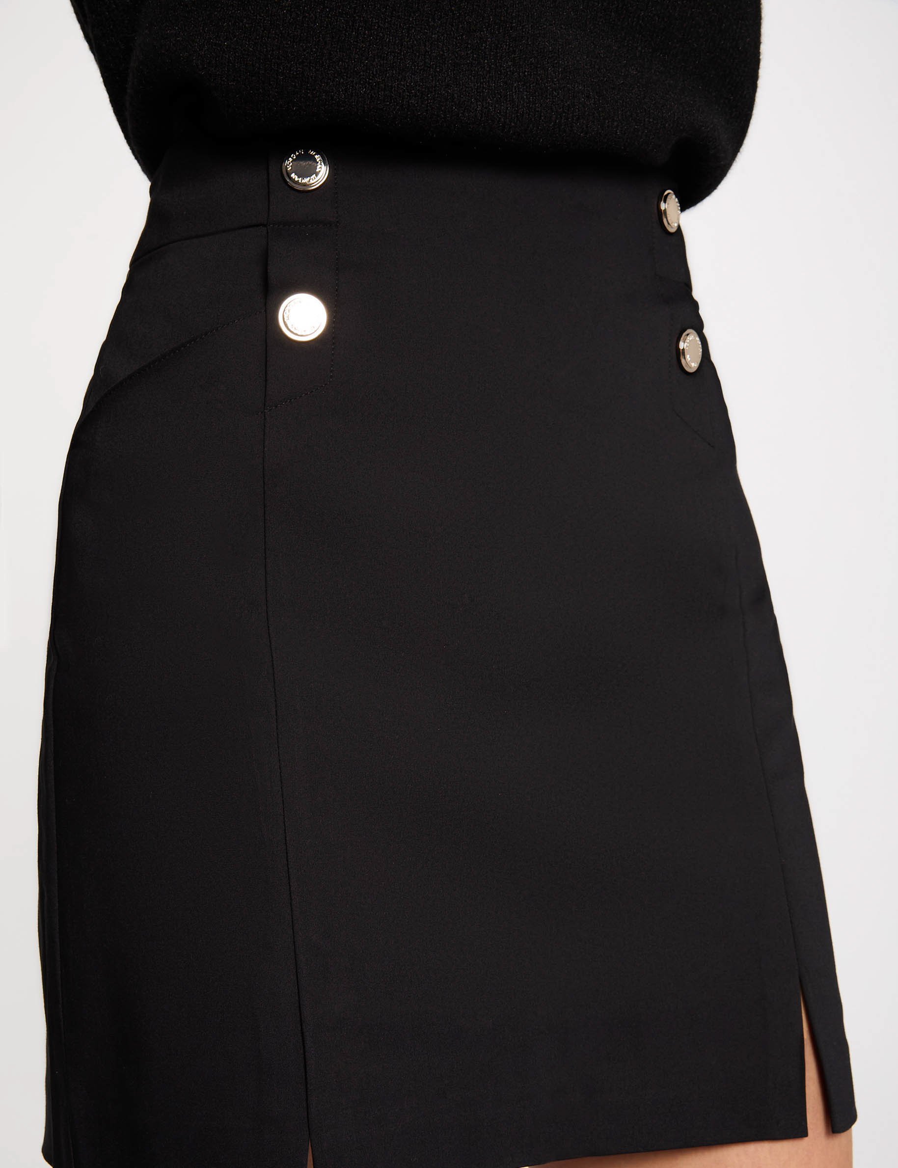 Mini-jupe noire à motif géométrique et zip sur le côté - New Look