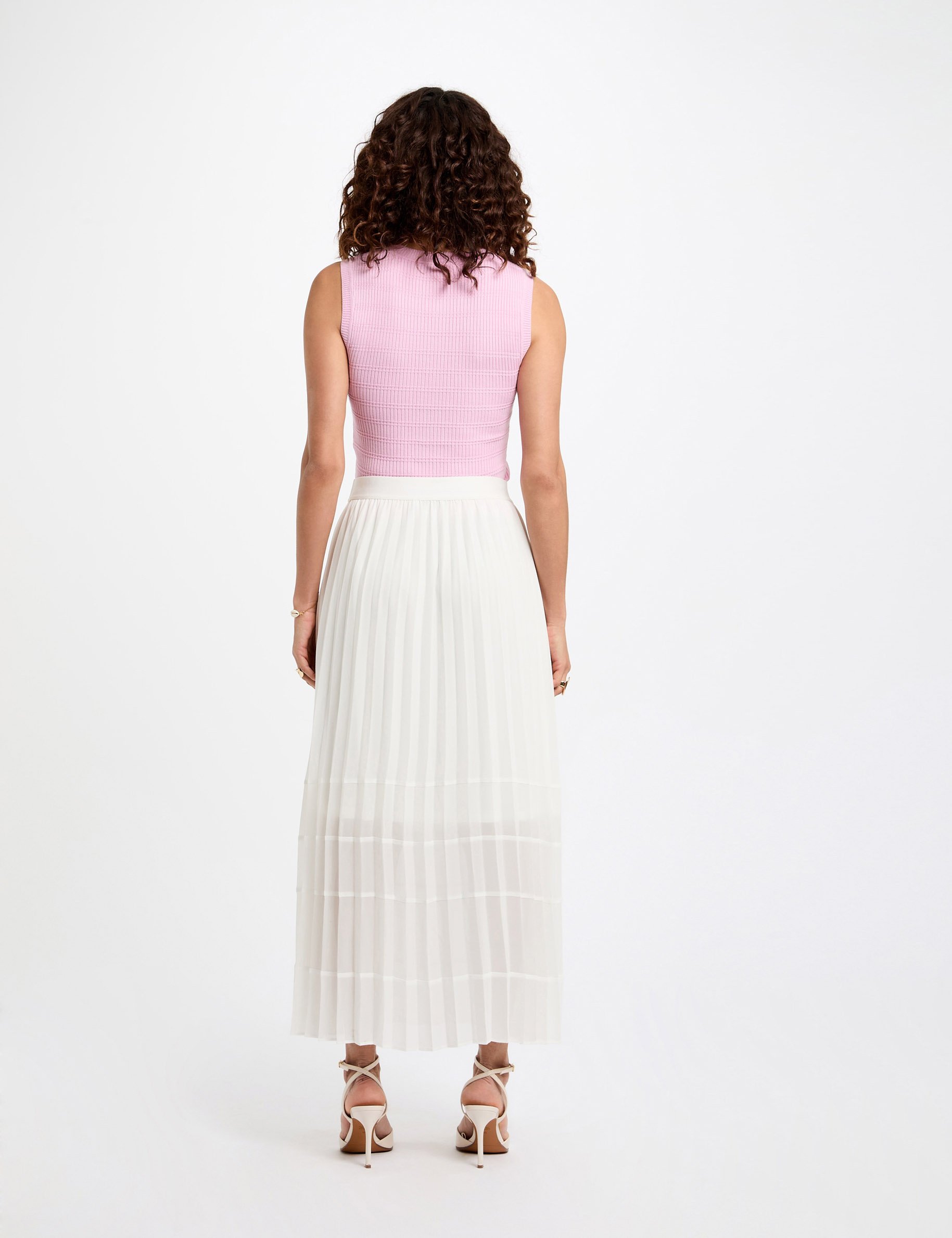 debardeur maille sans manches rose pastel femme Débardeur maille sans manches rose pastel femme