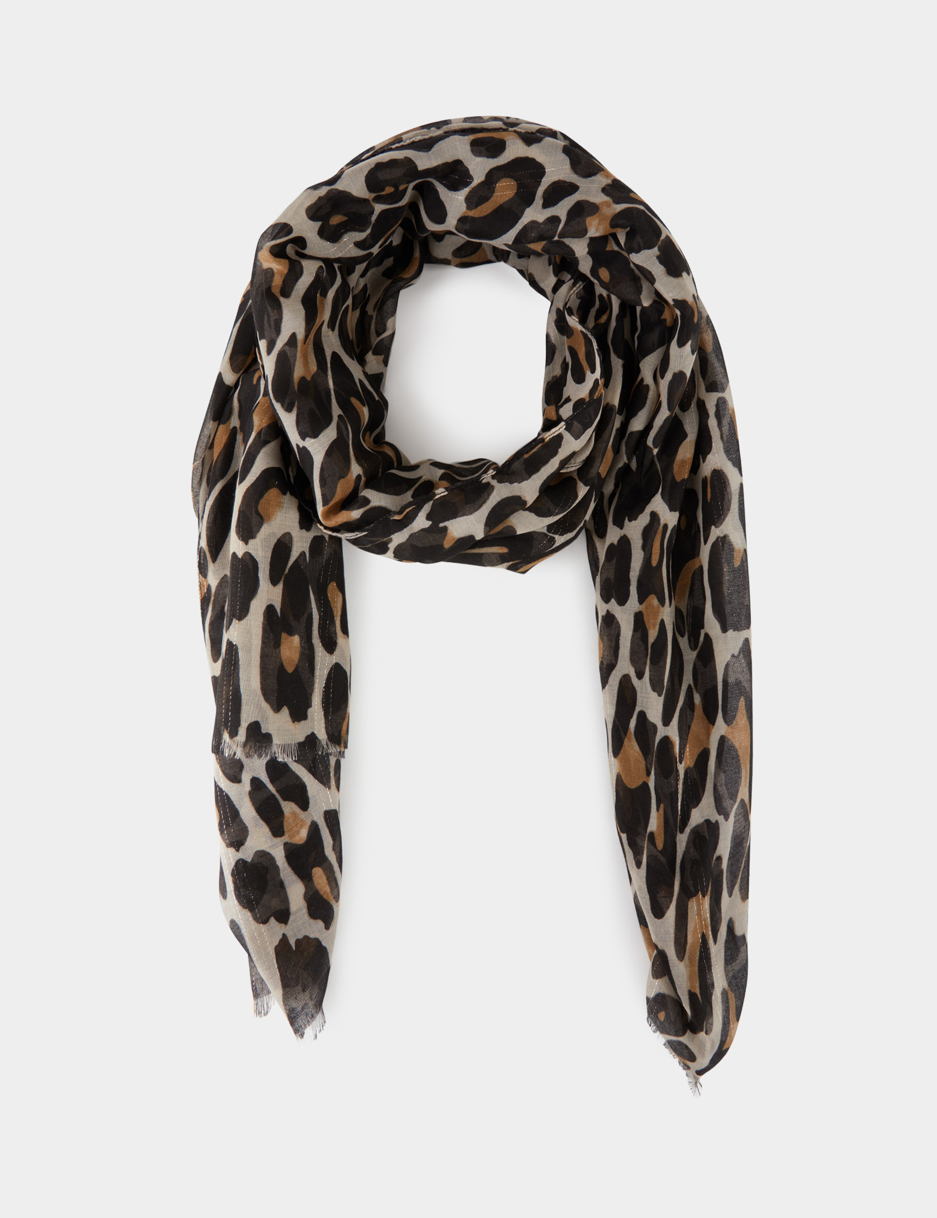 foulard imprime animalier marron femme Foulard imprimé animalier marron femme