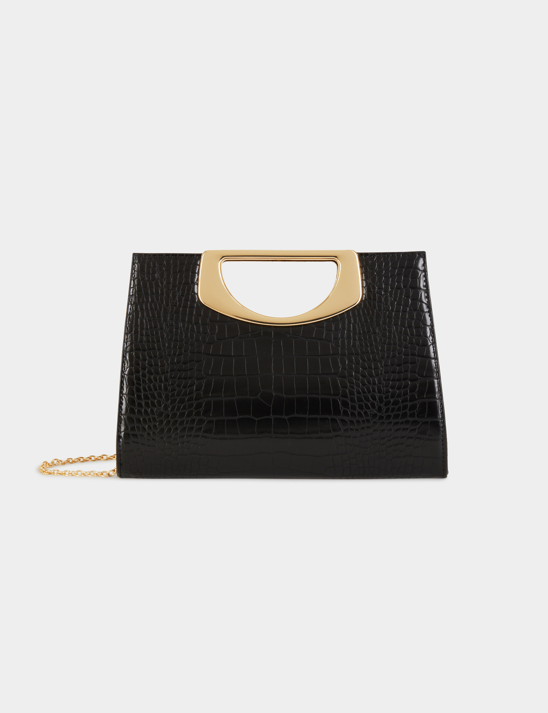 sac pochette aspect croco noir femme Sac pochette aspect croco noir femme