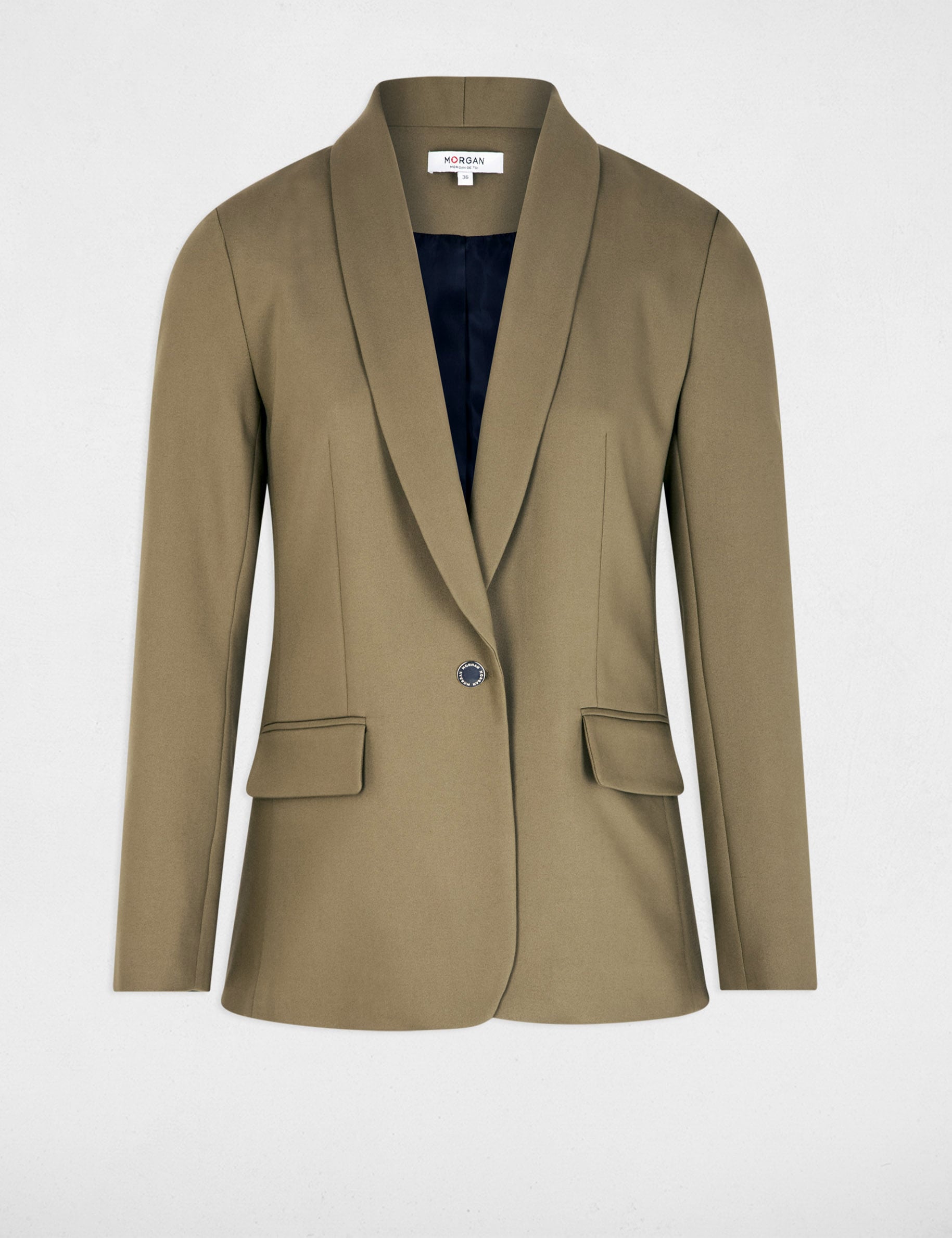 Veste courte col ch&acirc;le vert kaki femme