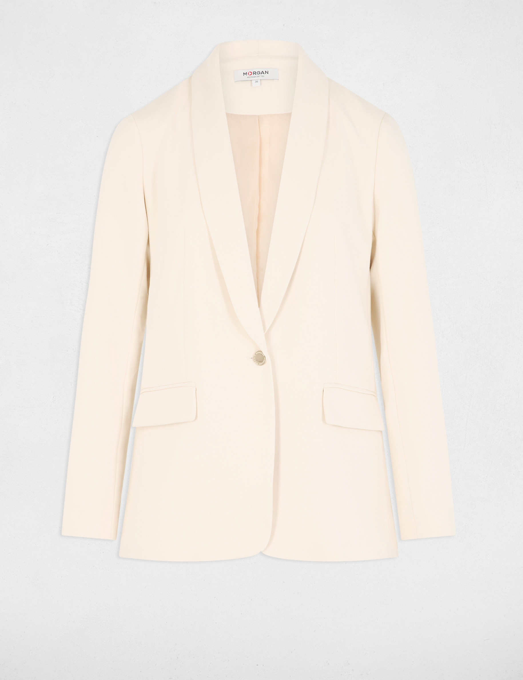 veste courte col chale ivoire femme Veste courte col châle ivoire femme