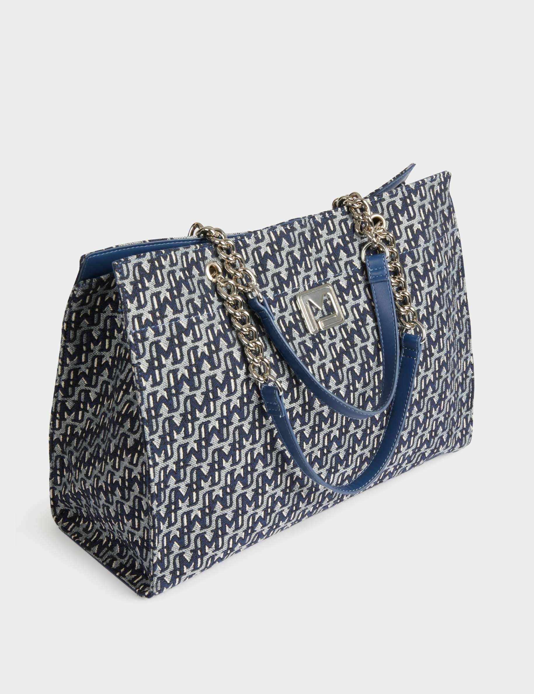 Sac cabas imprimé monogramme denim stone femme Morgan