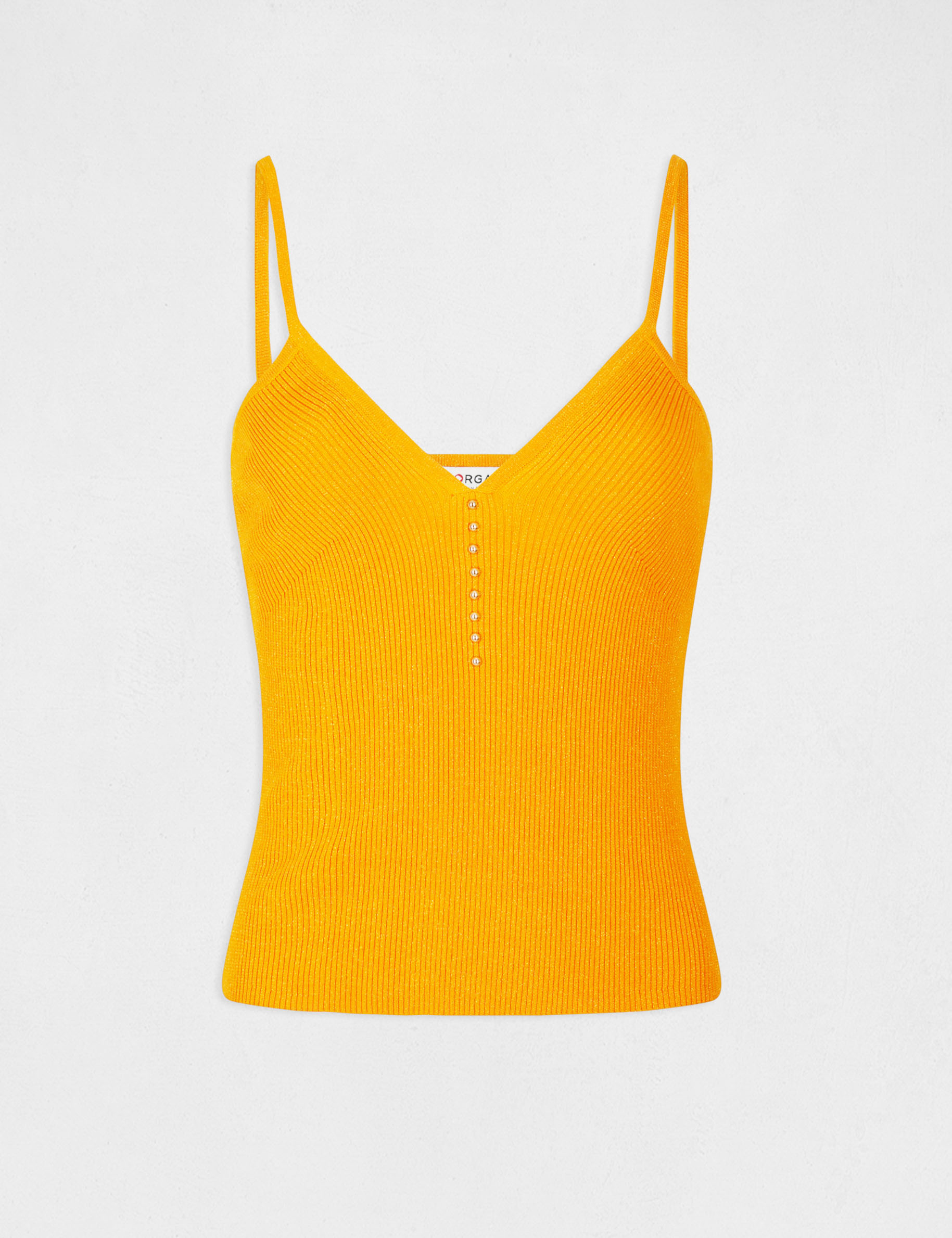 Débardeur pull col en V avec perles orange femme Débardeur pull col en V avec perles orange femme
