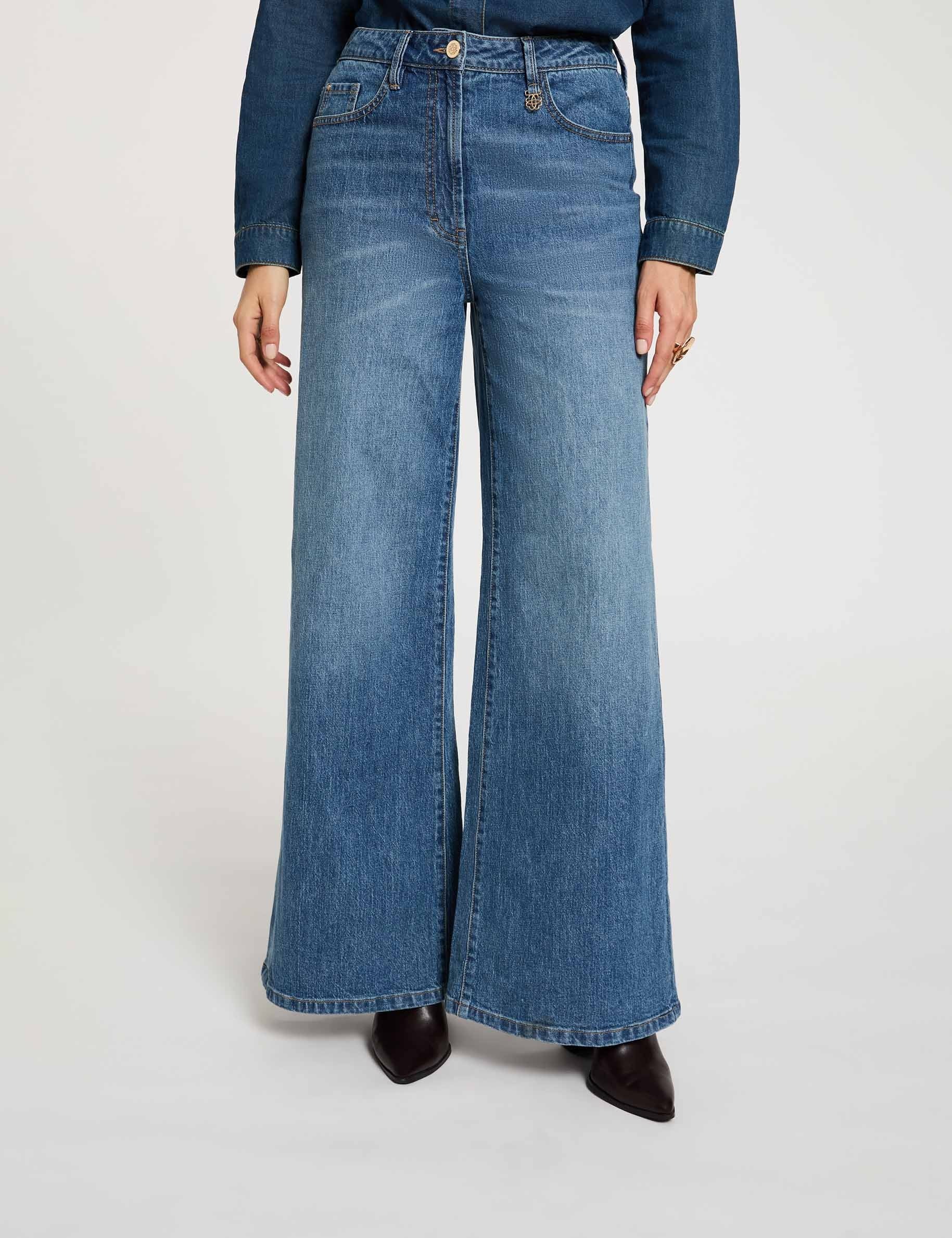 Jean large taille haute denim stone femme